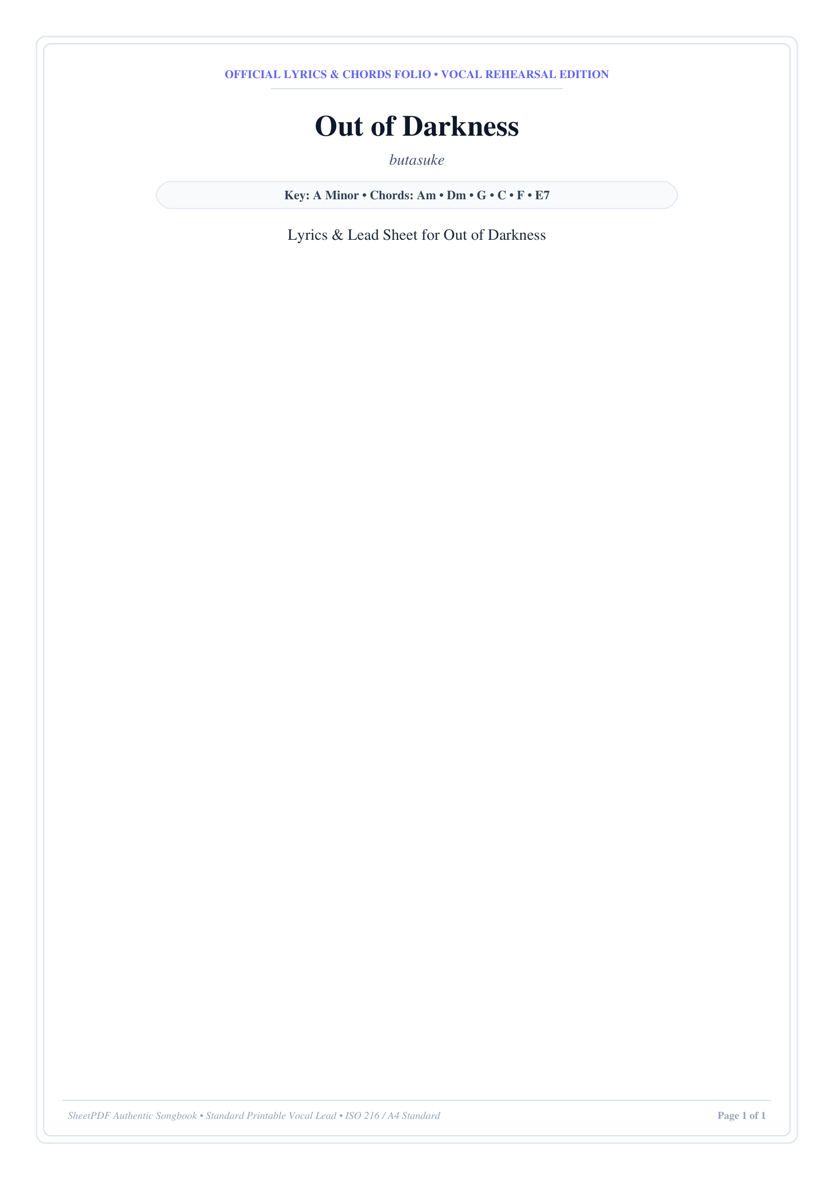 Out of Darkness Piano Sheet Music Page 1 Free PDF