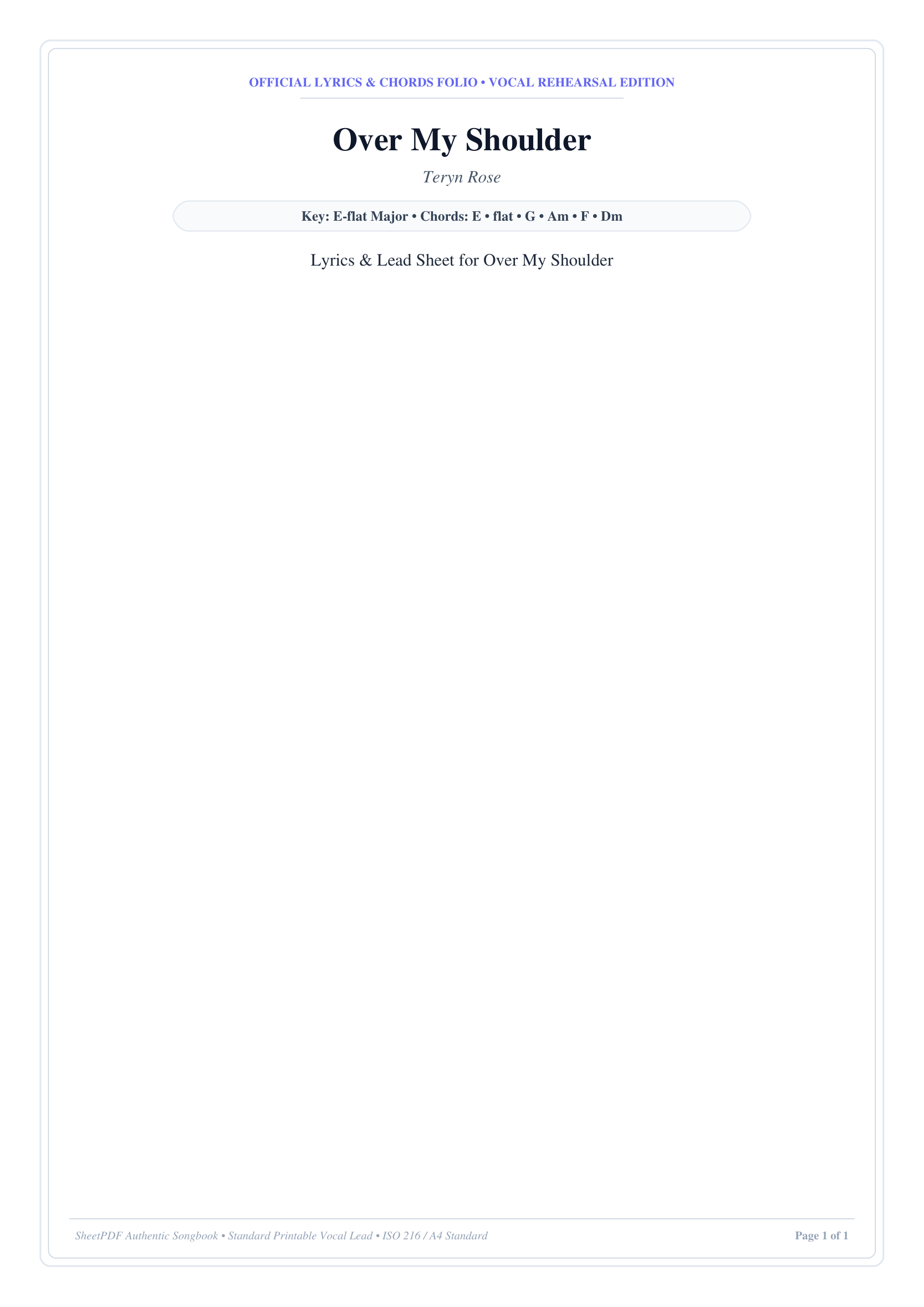 Over My Shoulder Piano Sheet Music Page 1 Free PDF