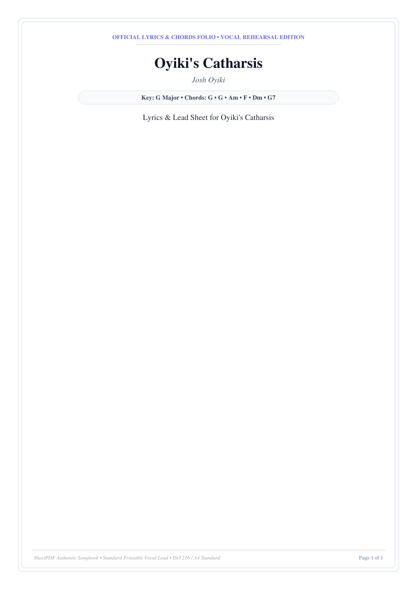 Oyiki's Catharsis Lyrics & Chords Folio