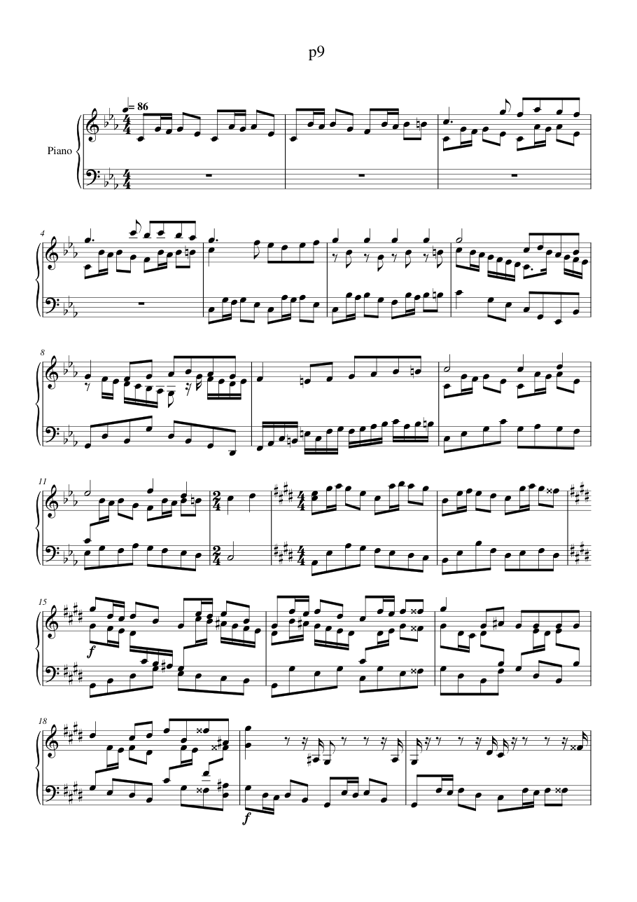 p9 Piano Sheet Music Score Page 1