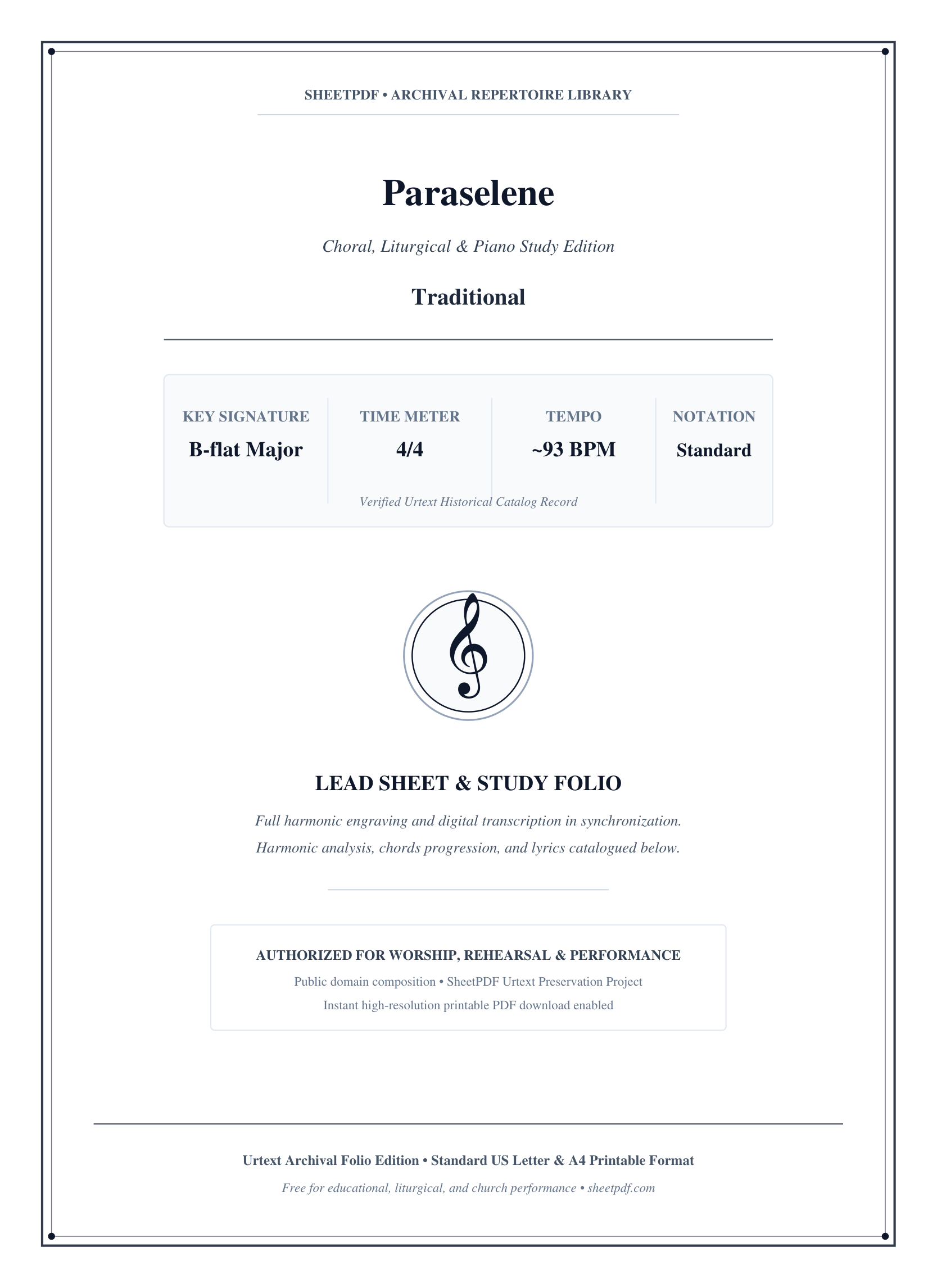 Paraselene Piano Sheet Music Page 1 Free PDF