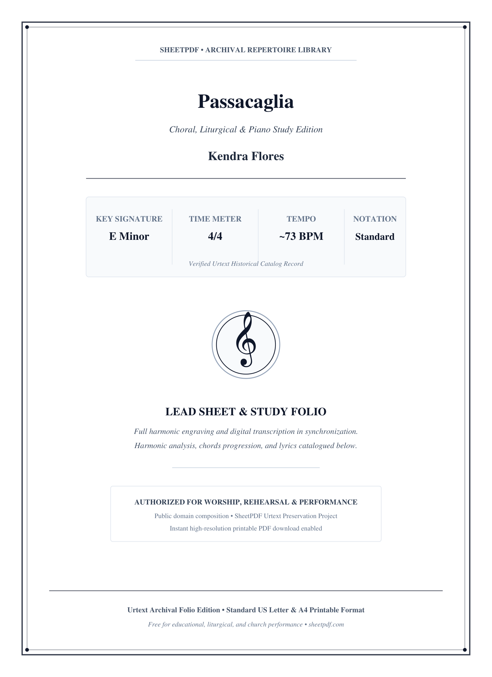 Passacaglia Piano Sheet Music Page 1 Free PDF