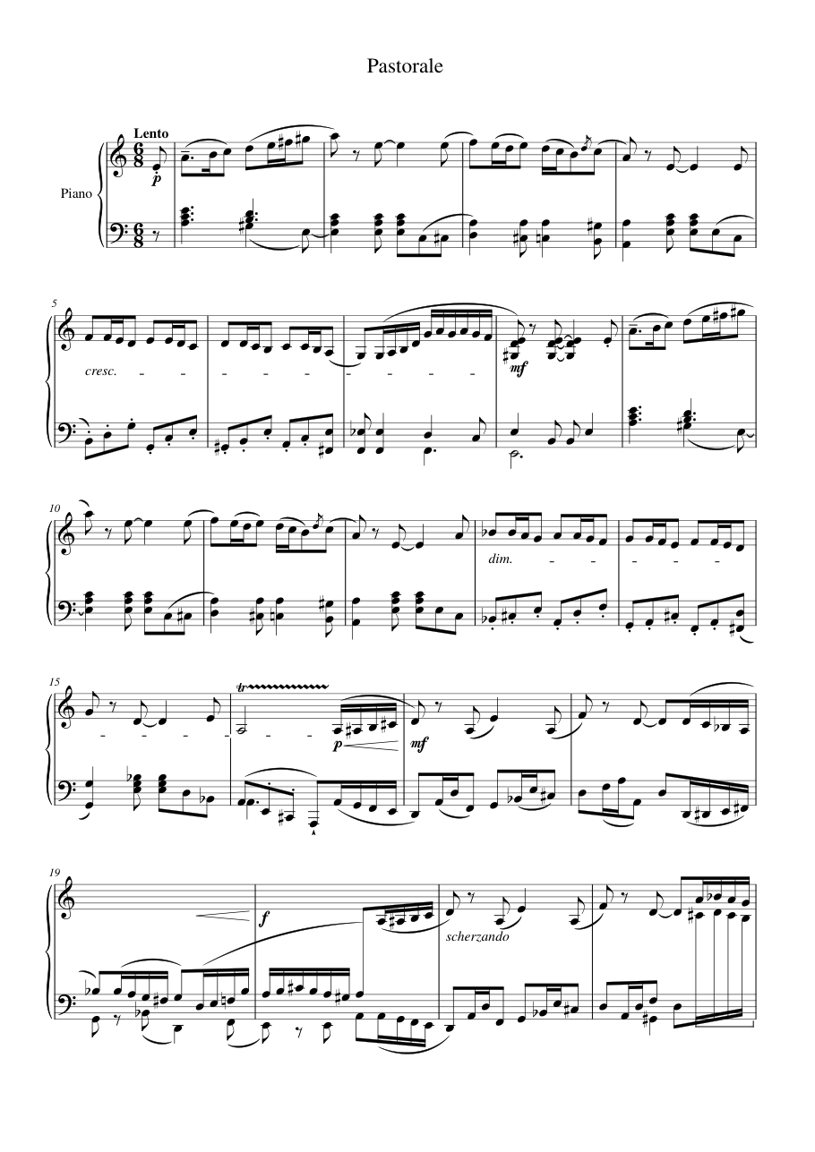 Pastorale Piano Sheet Music Page 1 Free PDF