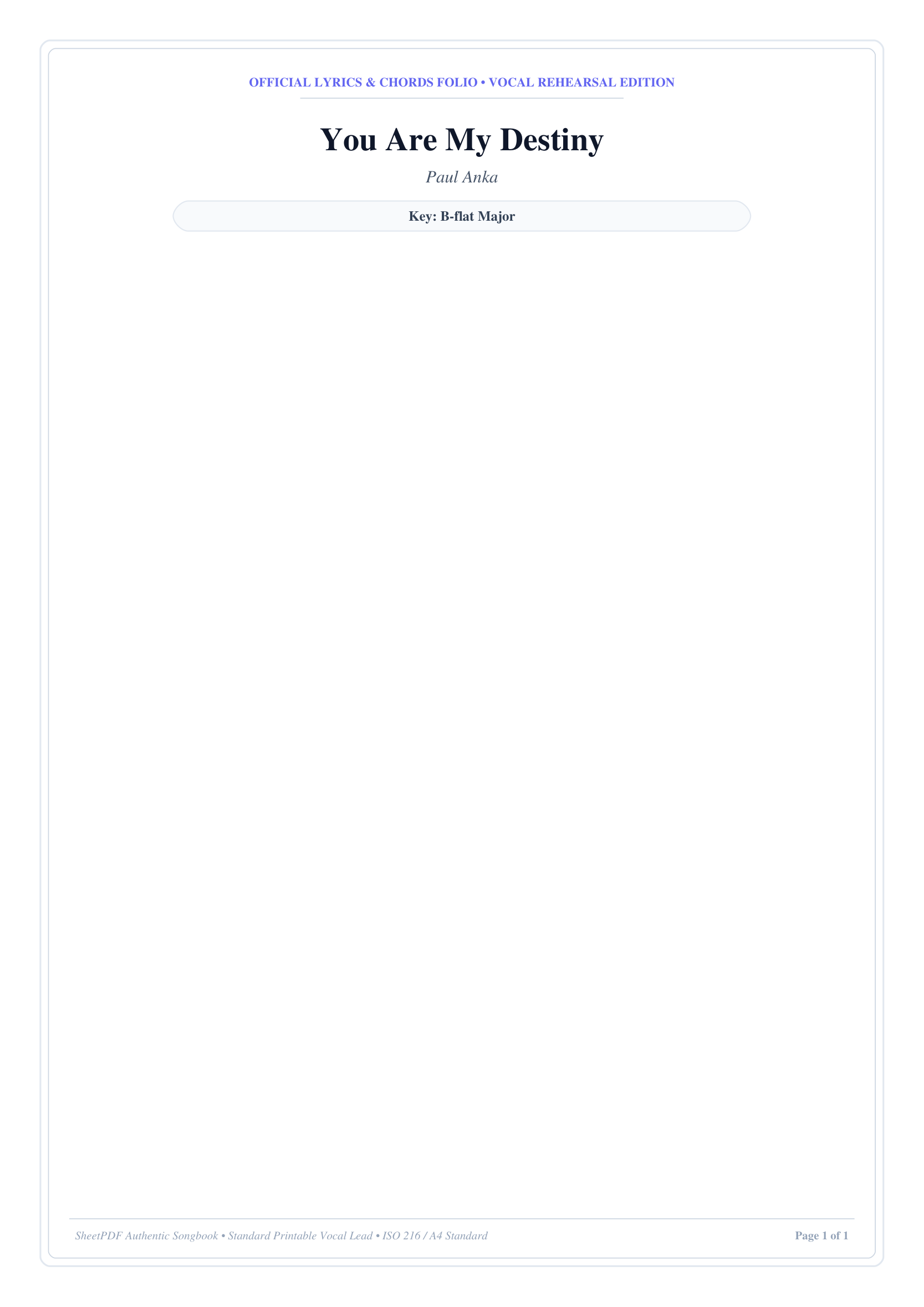You Are My Destiny Piano Sheet Music Page 1 Free PDF