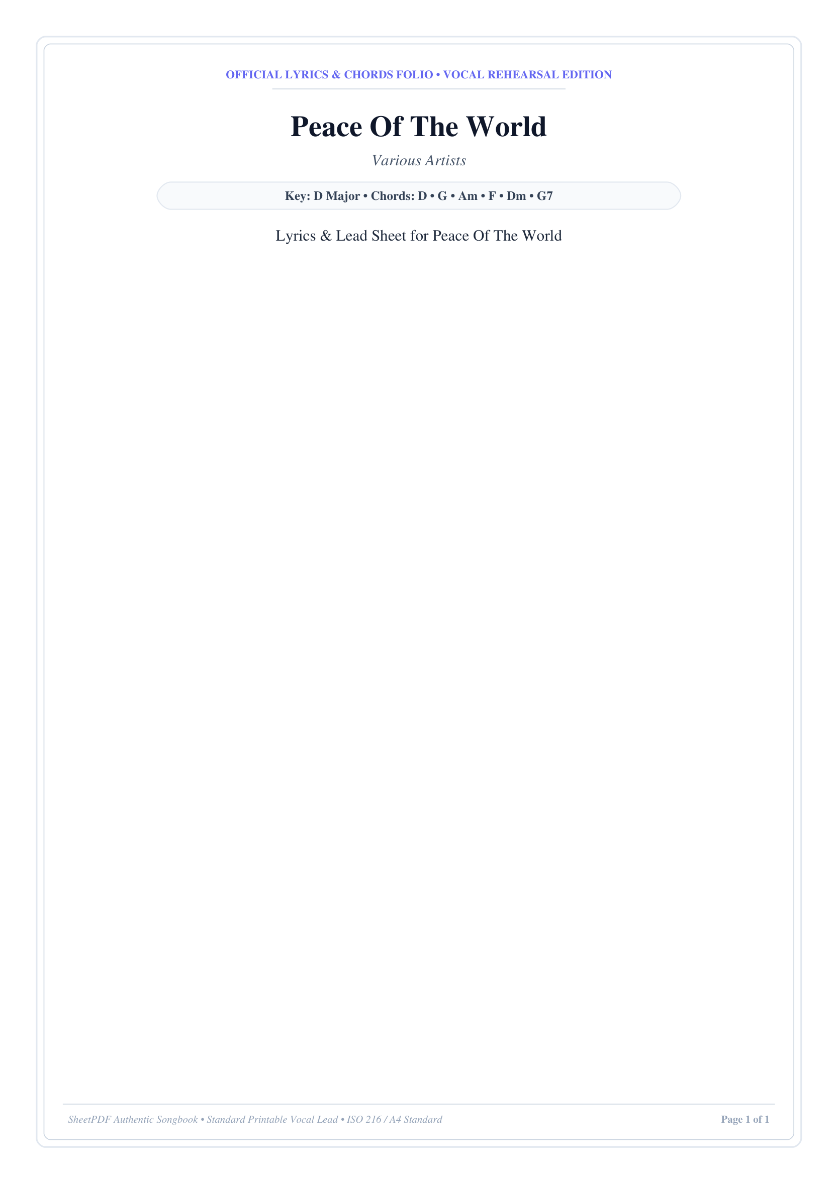 Peace Of The World Piano Sheet Music Page 1 Free PDF