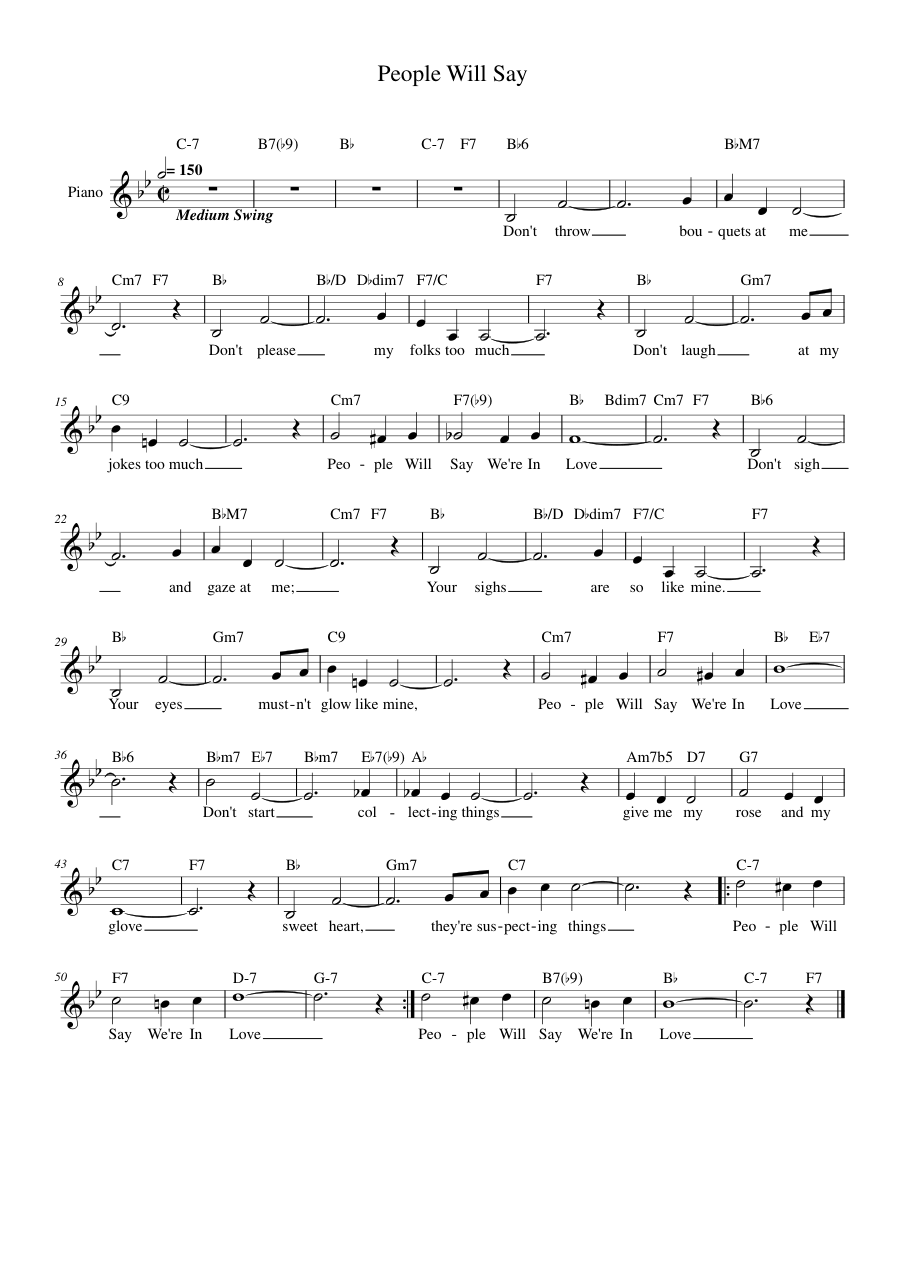 People Will Say Piano Sheet Music Page 1 Free PDF