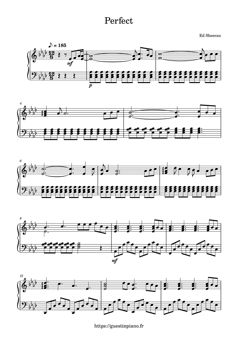 Perfect Piano Sheet Music Page 1 Free PDF