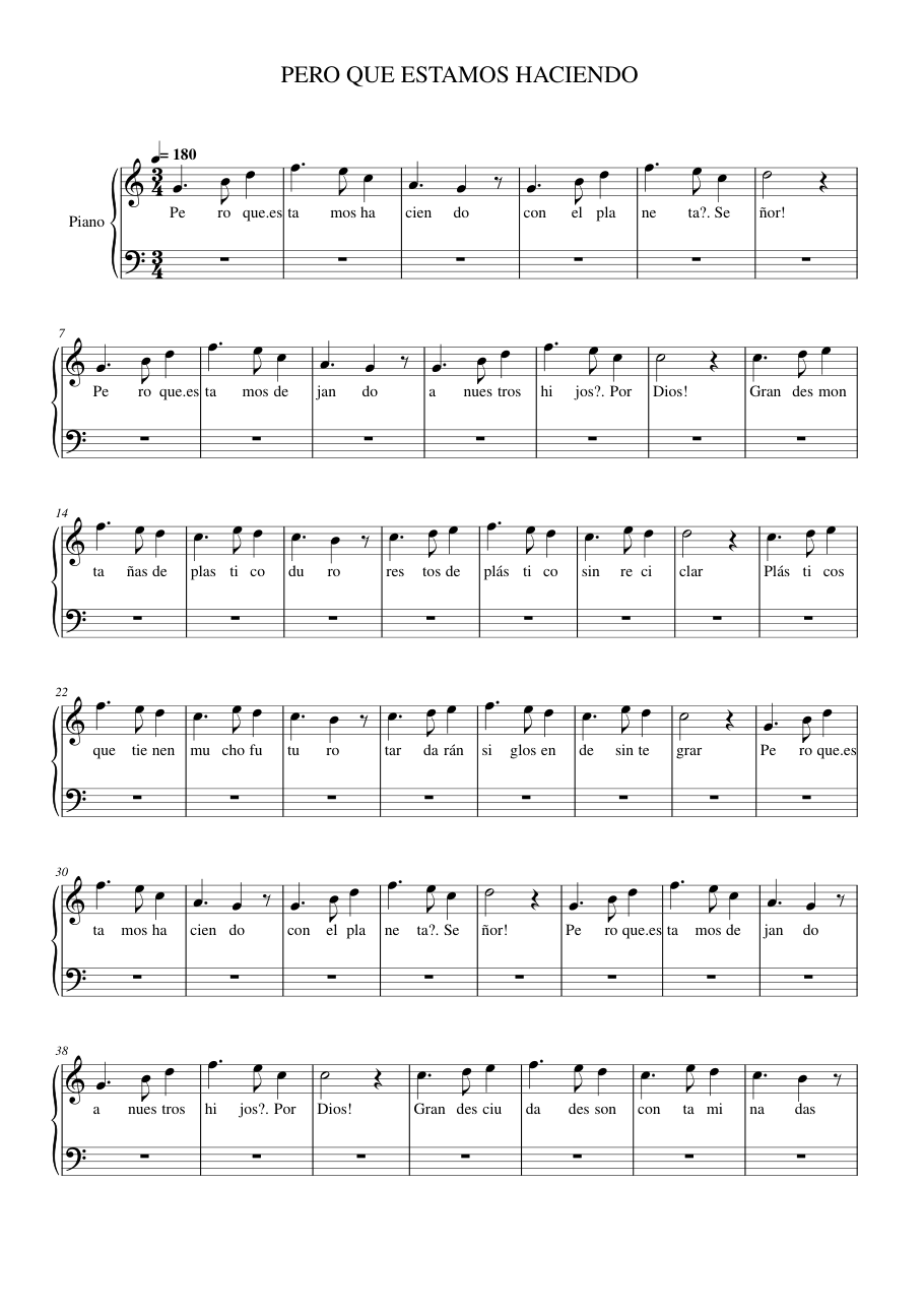 PERO QUE ESTAMOS HACIENDO Piano Sheet Music Page 1 Free PDF