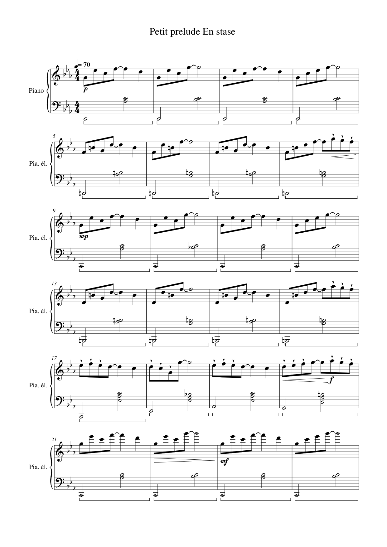 Petit prelude En stase Piano Sheet Music Page 1 Free PDF