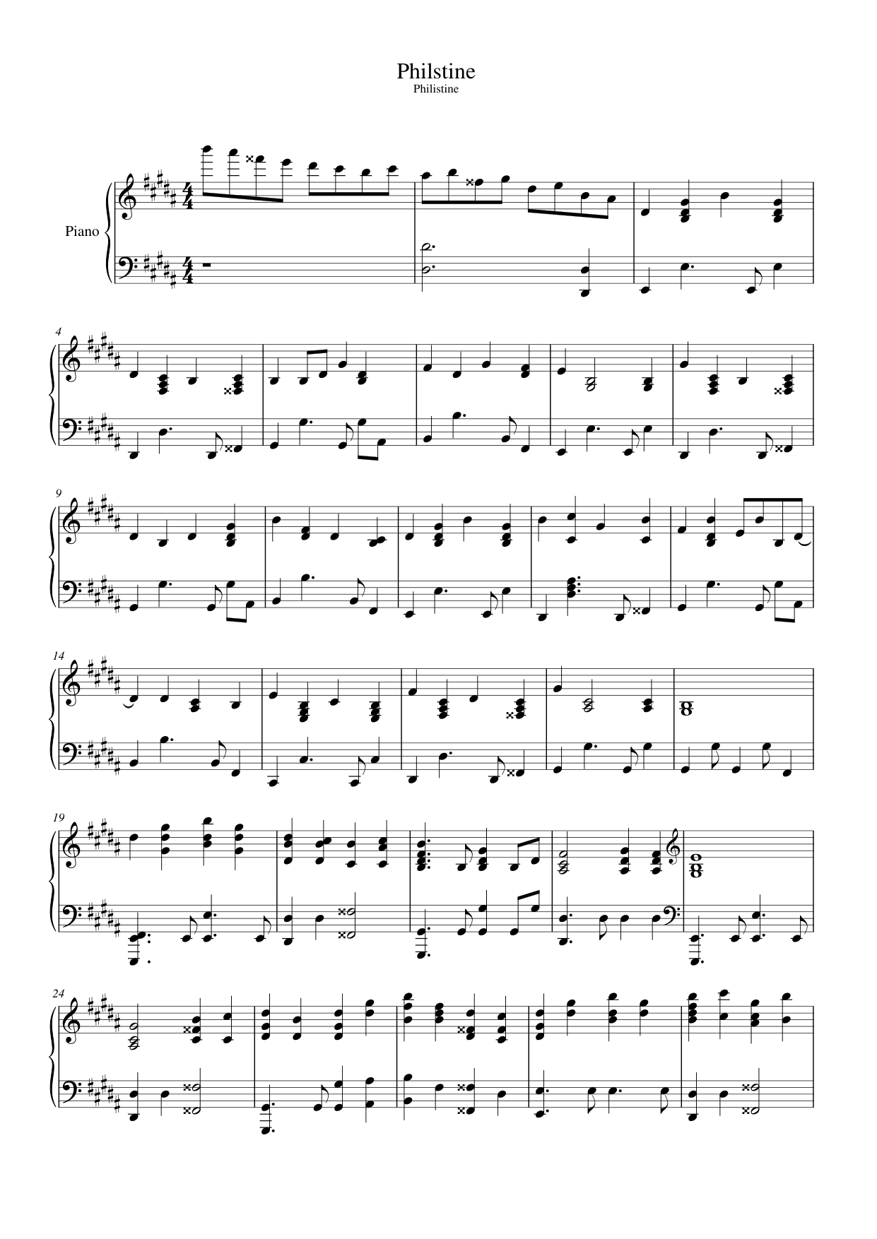 Philstine Piano Sheet Music Score Page 1