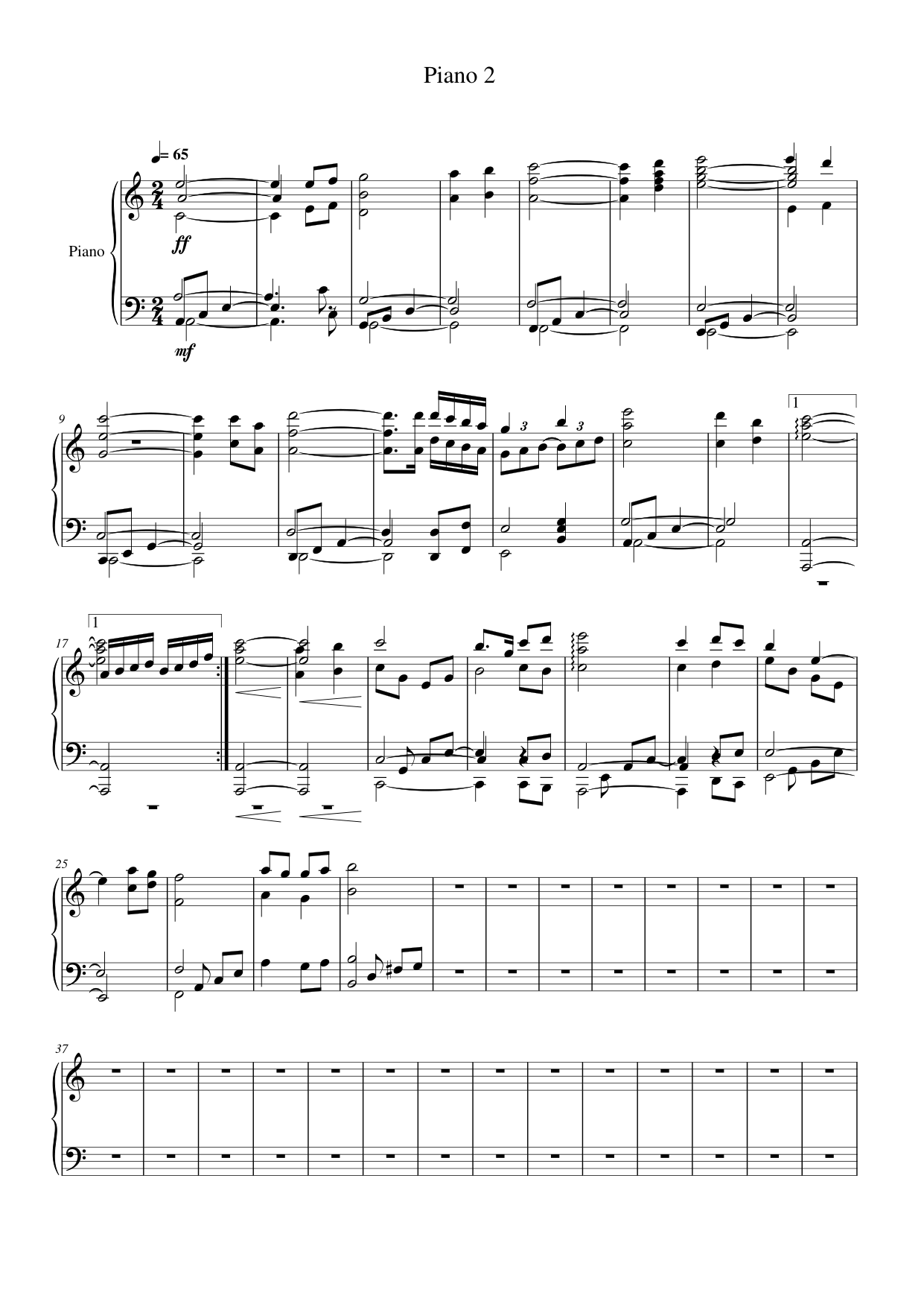 Piano 2 Piano Sheet Music Page 1 Free PDF