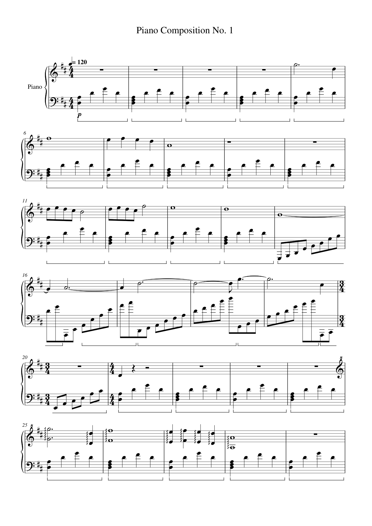 Piano Composition No. 1 Piano Sheet Music Page 1 Free PDF