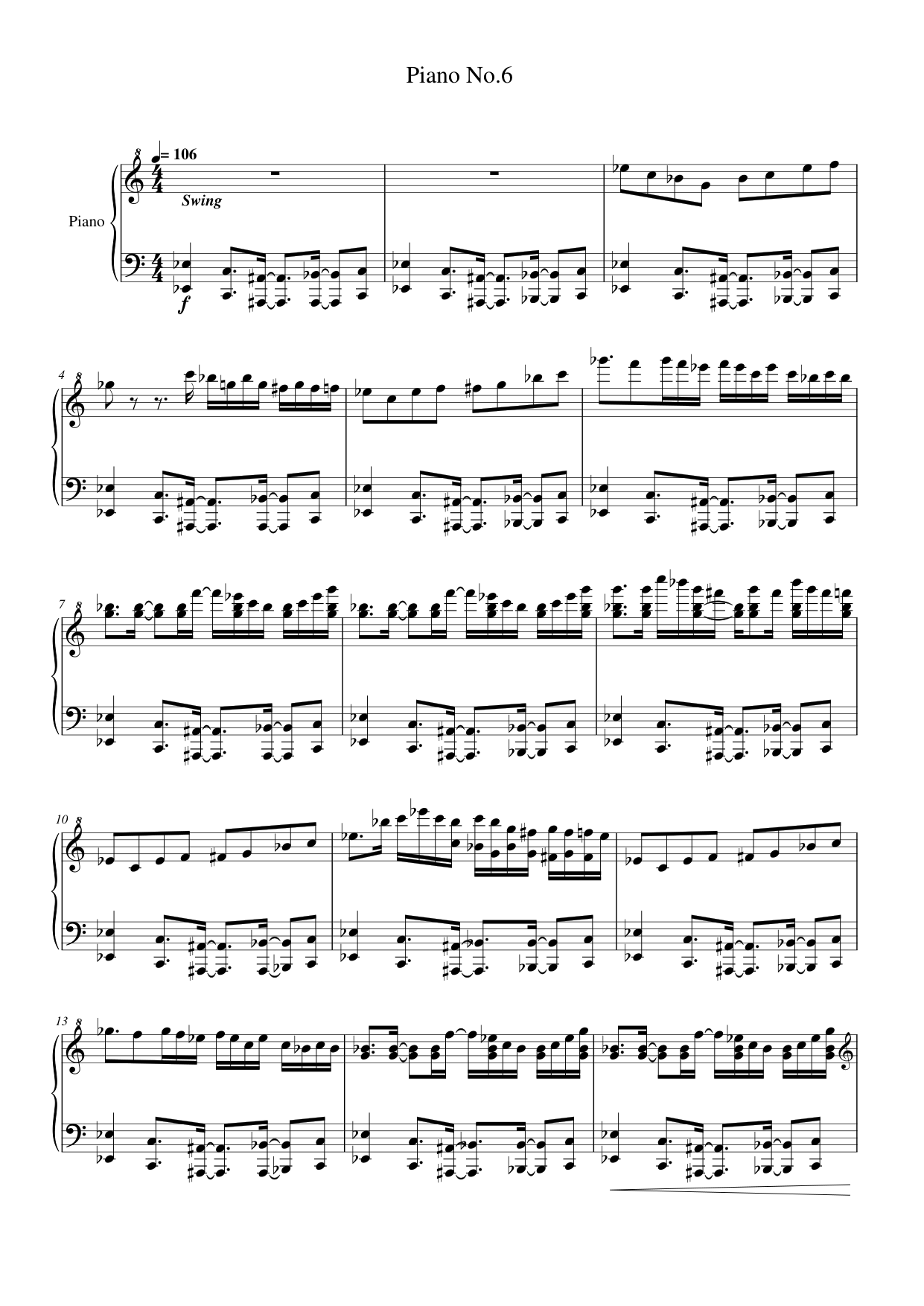 Piano No.6 Piano Sheet Music Page 1 Free PDF
