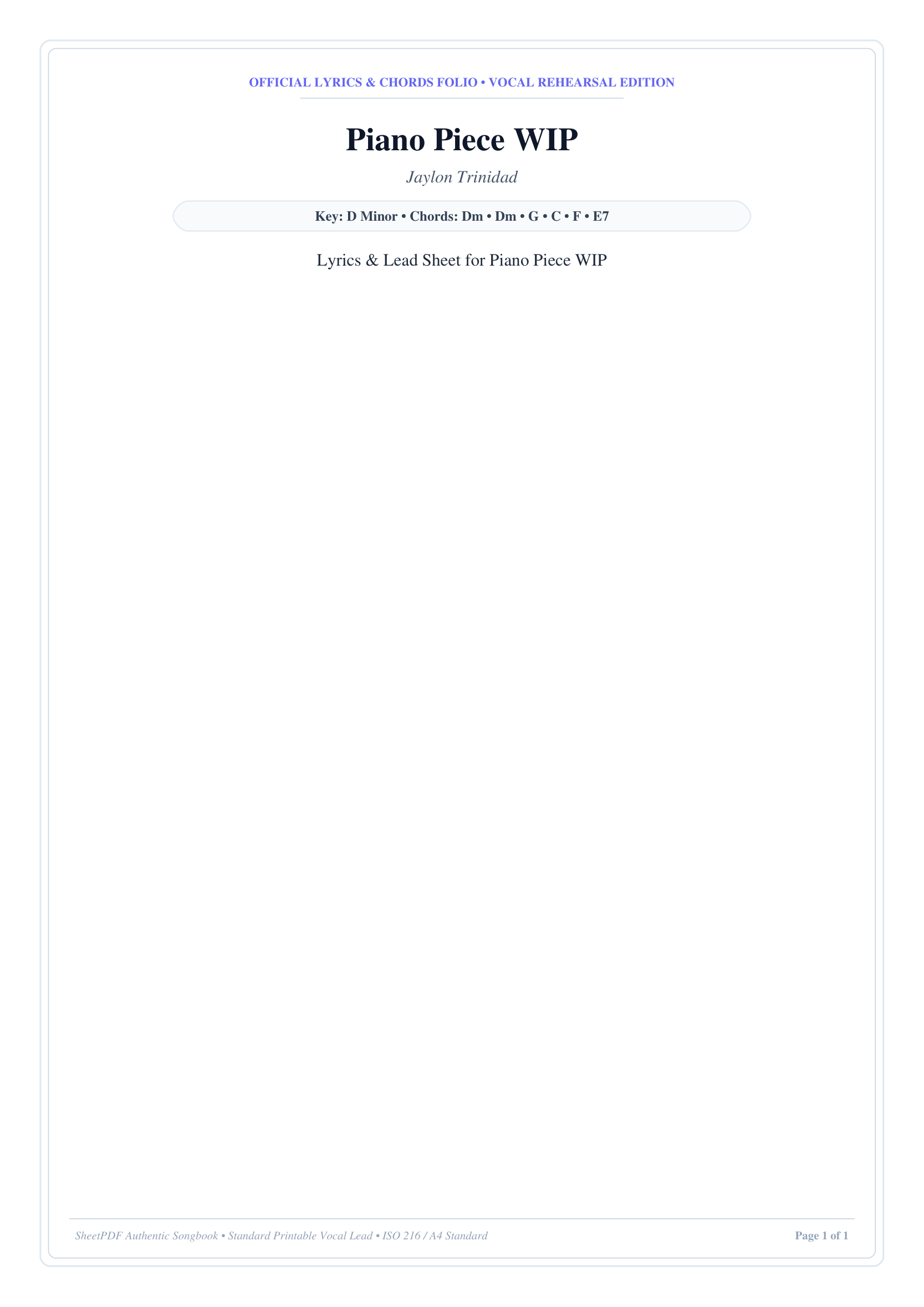 Piano Piece WIP Piano Sheet Music Page 1 Free PDF