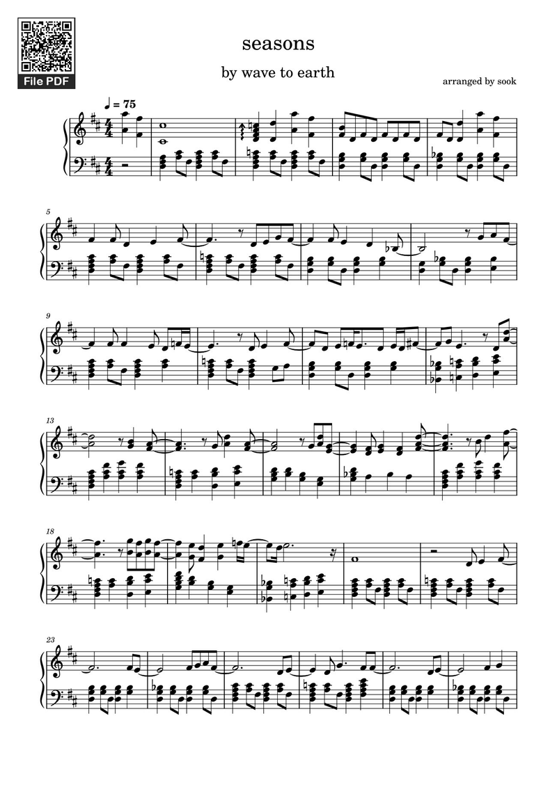 Piano Seasons Piano Sheet Music Page 1 Free PDF