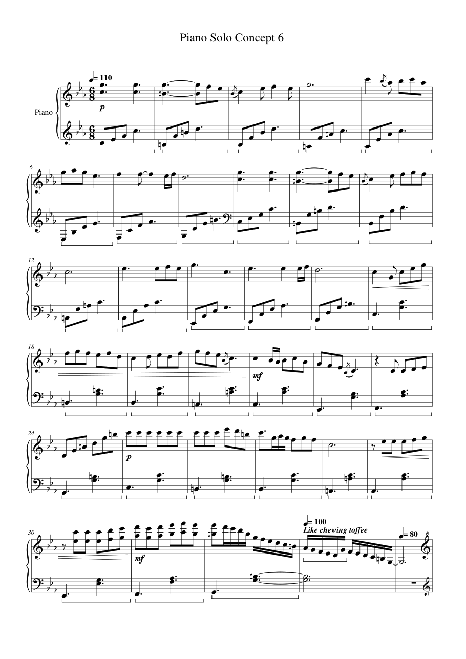 Piano Solo Concept 6 Piano Sheet Music Page 1 Free PDF
