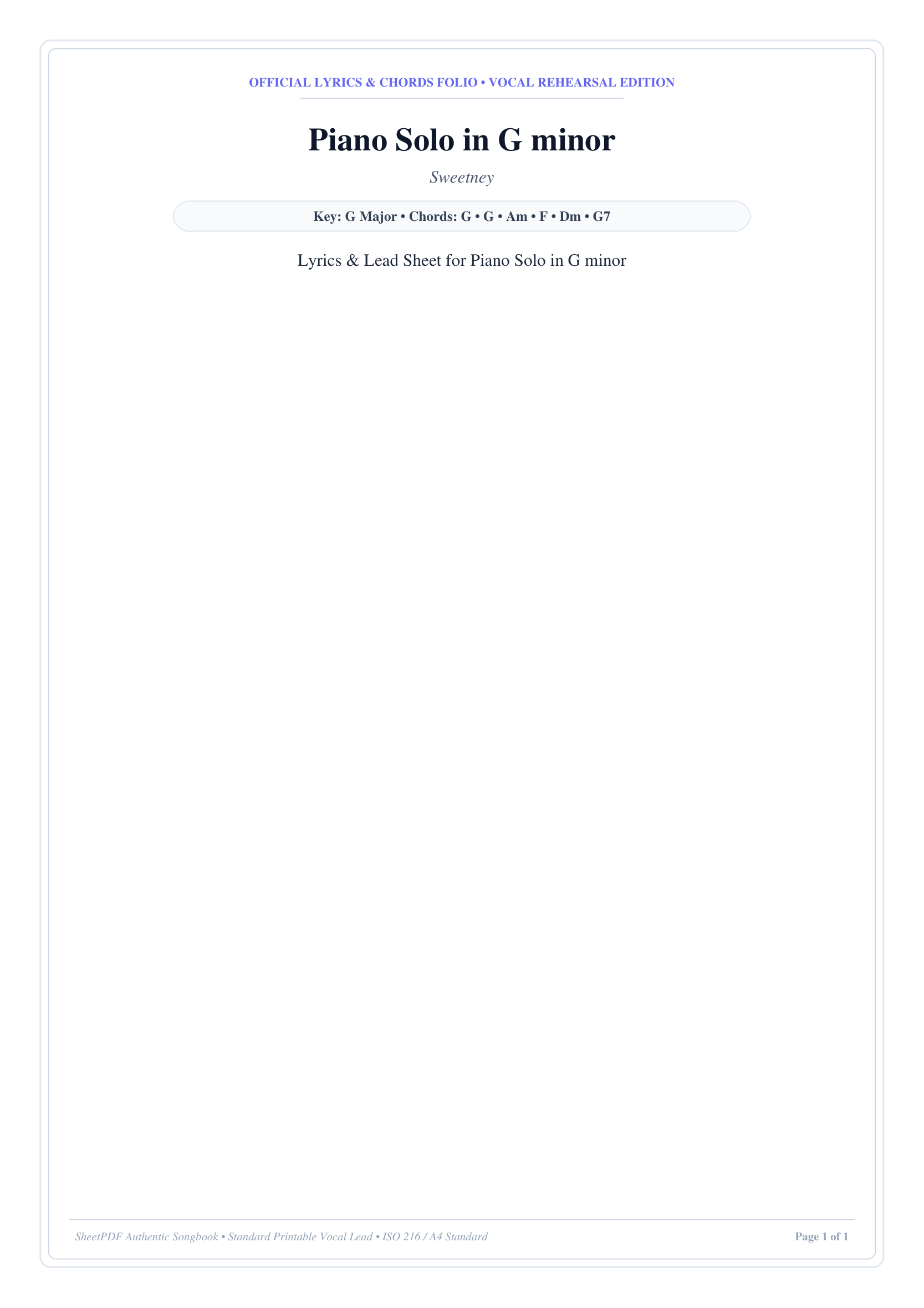 Piano Solo in G minor Piano Sheet Music Page 1 Free PDF