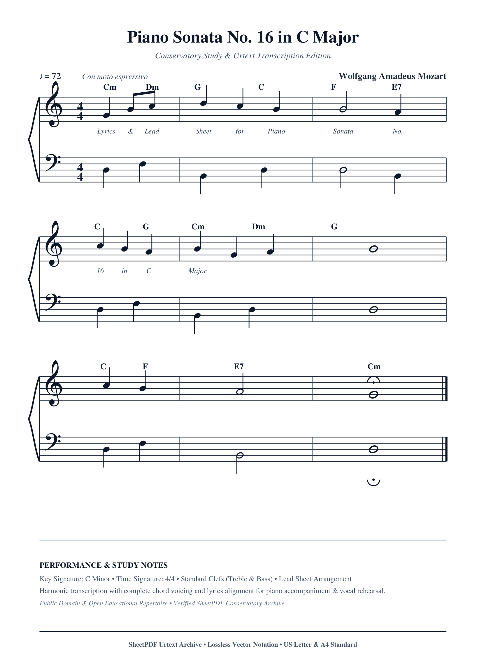 Piano Sonata No. 16 in C Major Piano Sheet Music Page 1 Free PDF