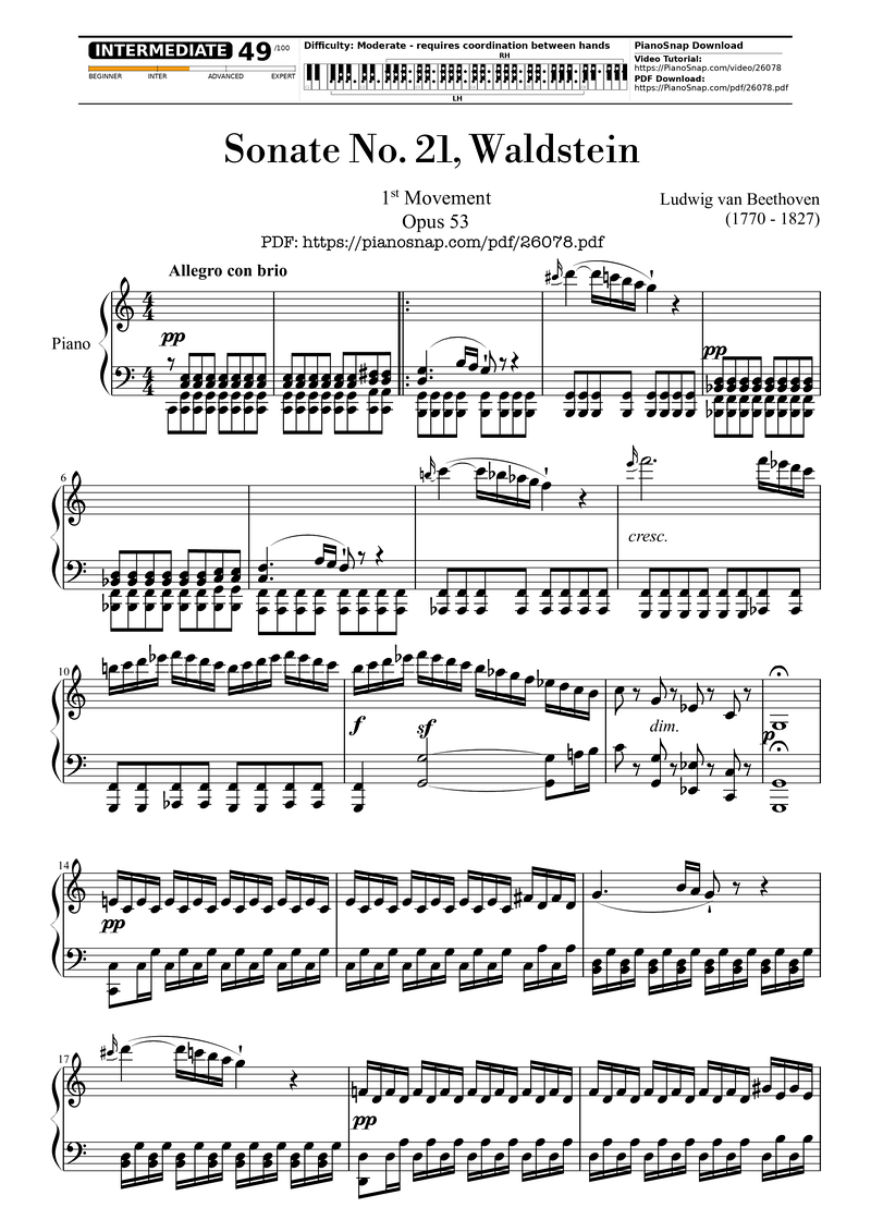 Piano Sonate Piano Sheet Music Page 1 Free PDF