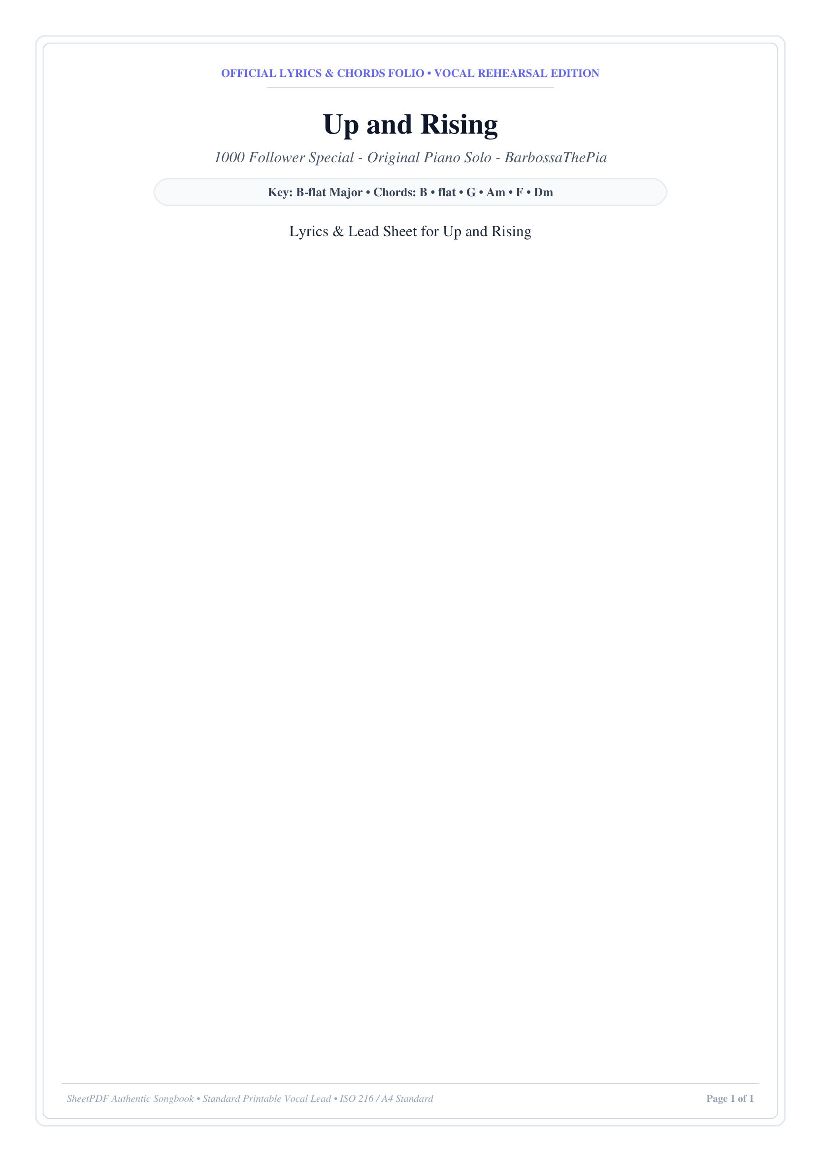 Up and Rising Piano Sheet Music Page 1 Free PDF