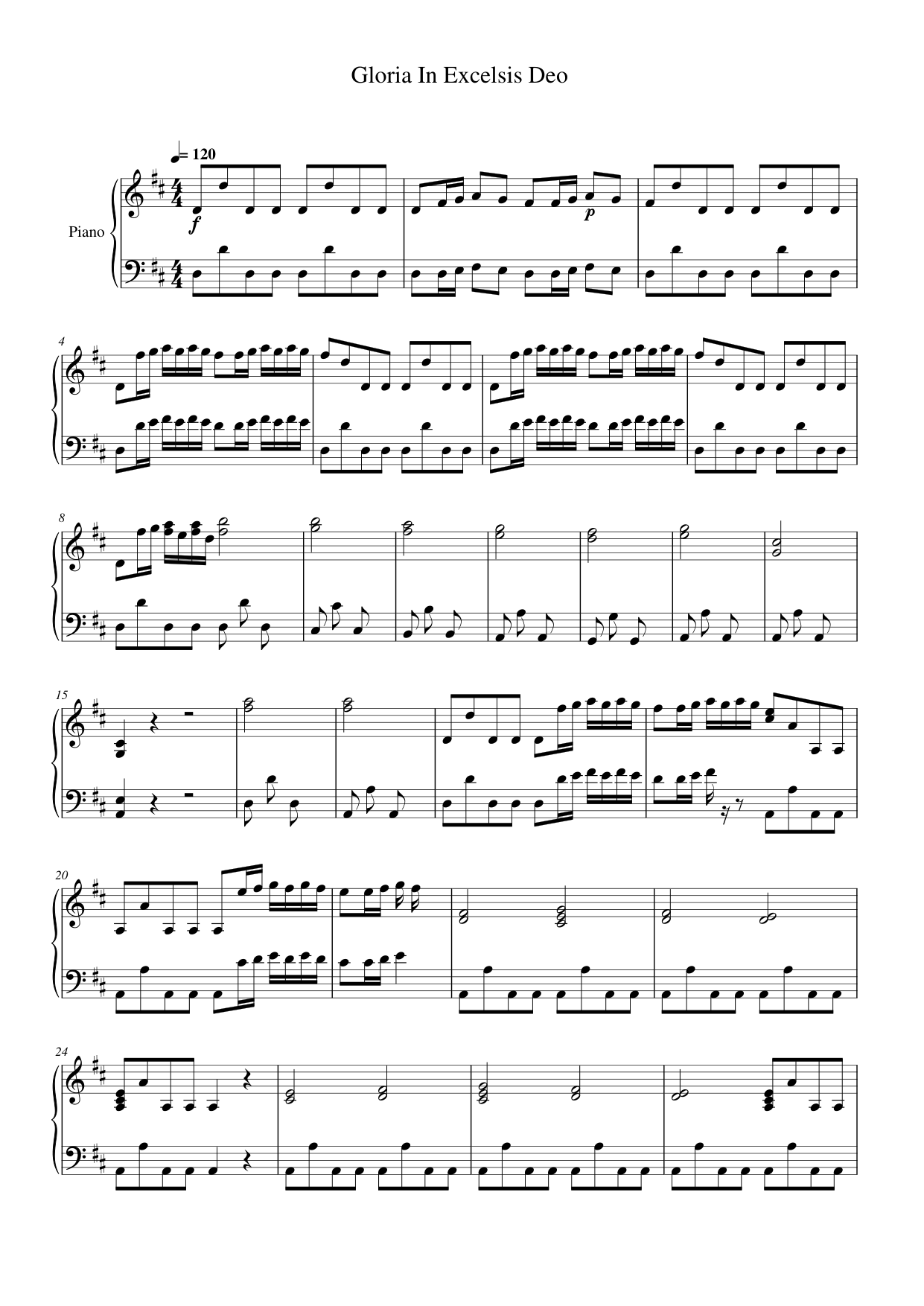 Gloria in excelsis Deo (SATB Violin) Piano Sheet Music Page 1 Free PDF