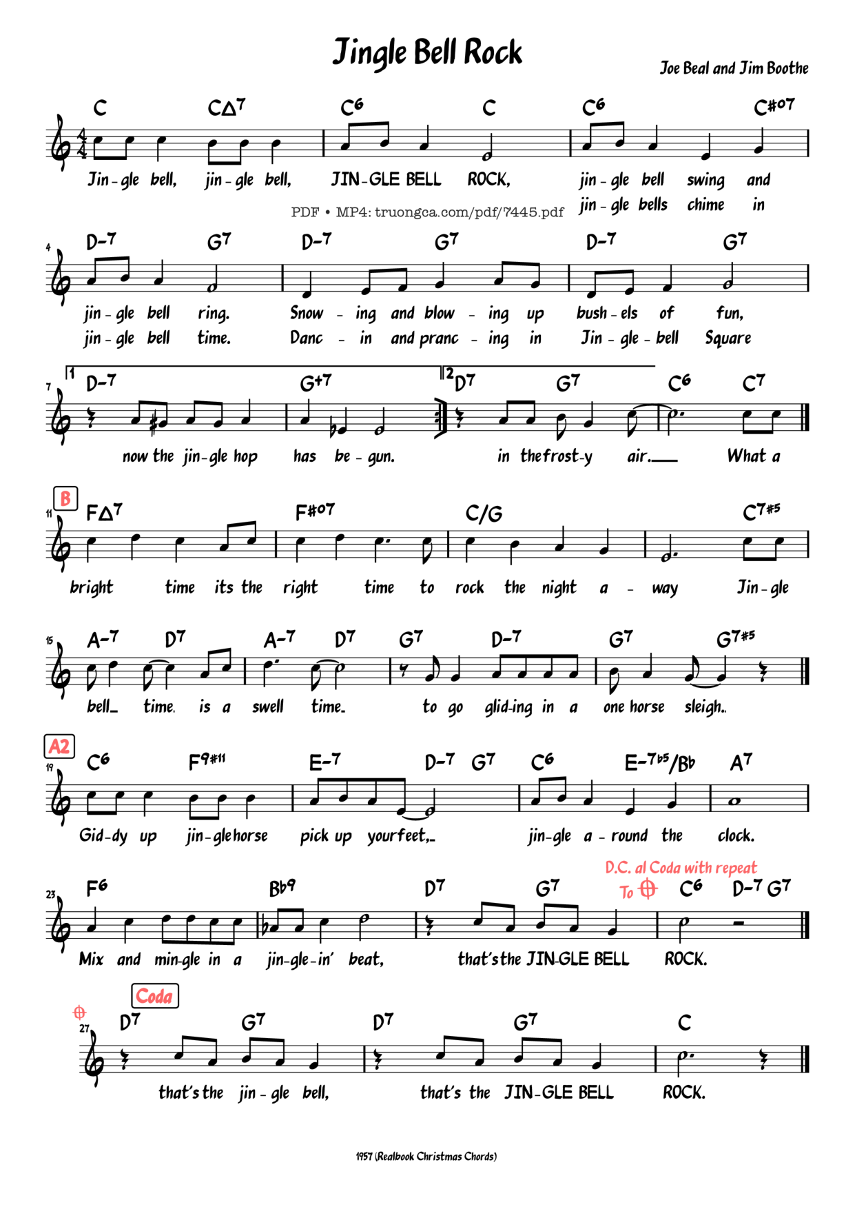 Jingle Bell Rock Piano Sheet Music Page 1 Free PDF