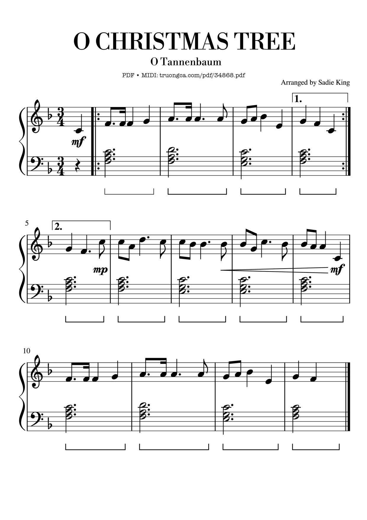 O Christmas Tree Piano Easy Piano Sheet Music Page 1 Free PDF