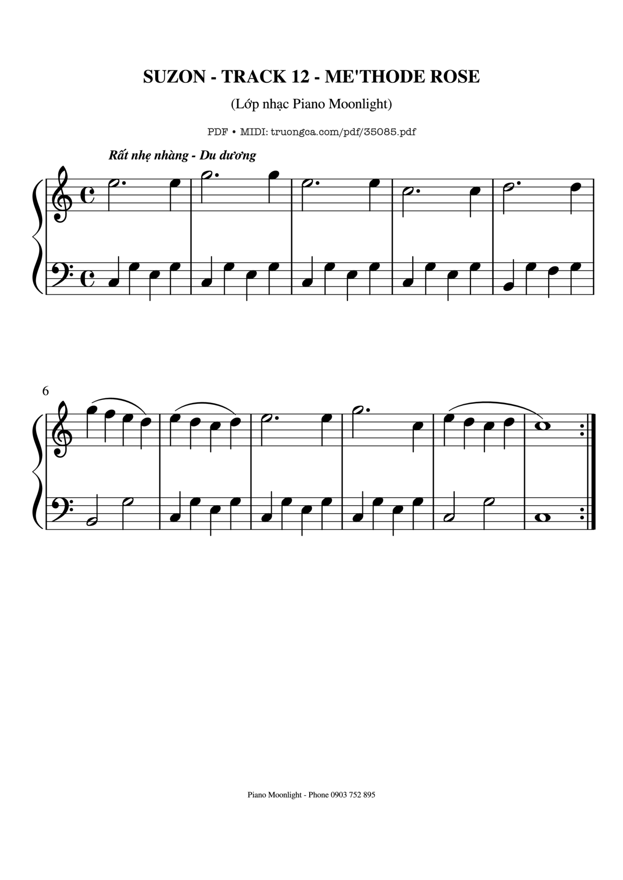 Suzon, Methode Rose Piano Sheet Music Page 1 Free PDF
