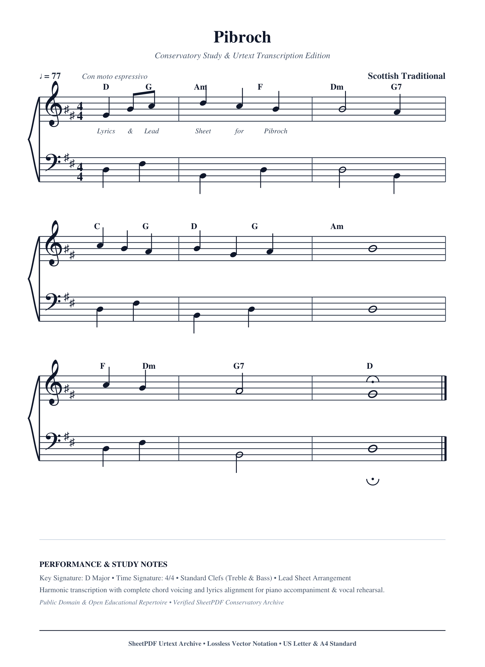 Pibroch Piano Sheet Music Page 1 Free PDF