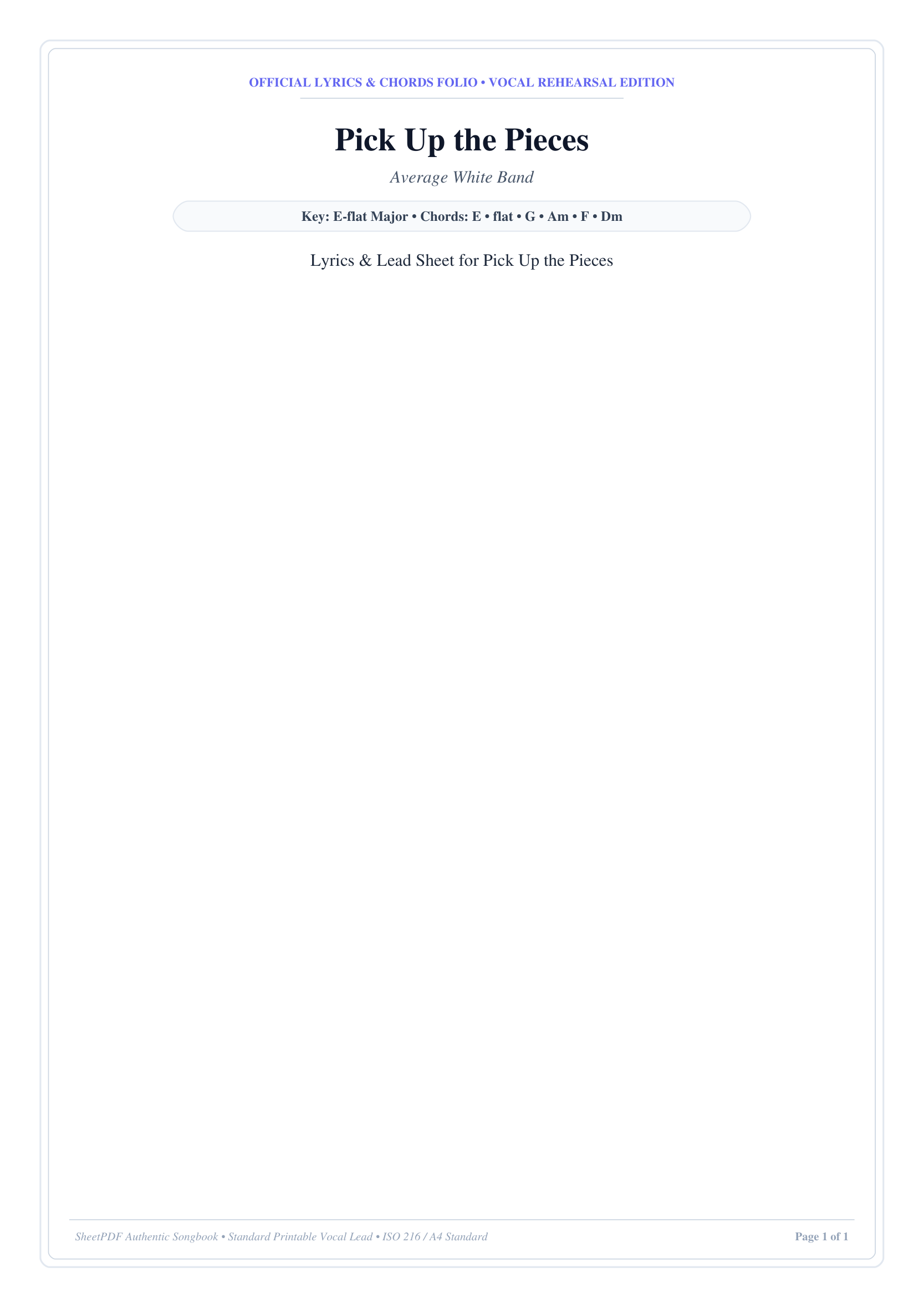 Pick Up the Pieces Piano Sheet Music Page 1 Free PDF