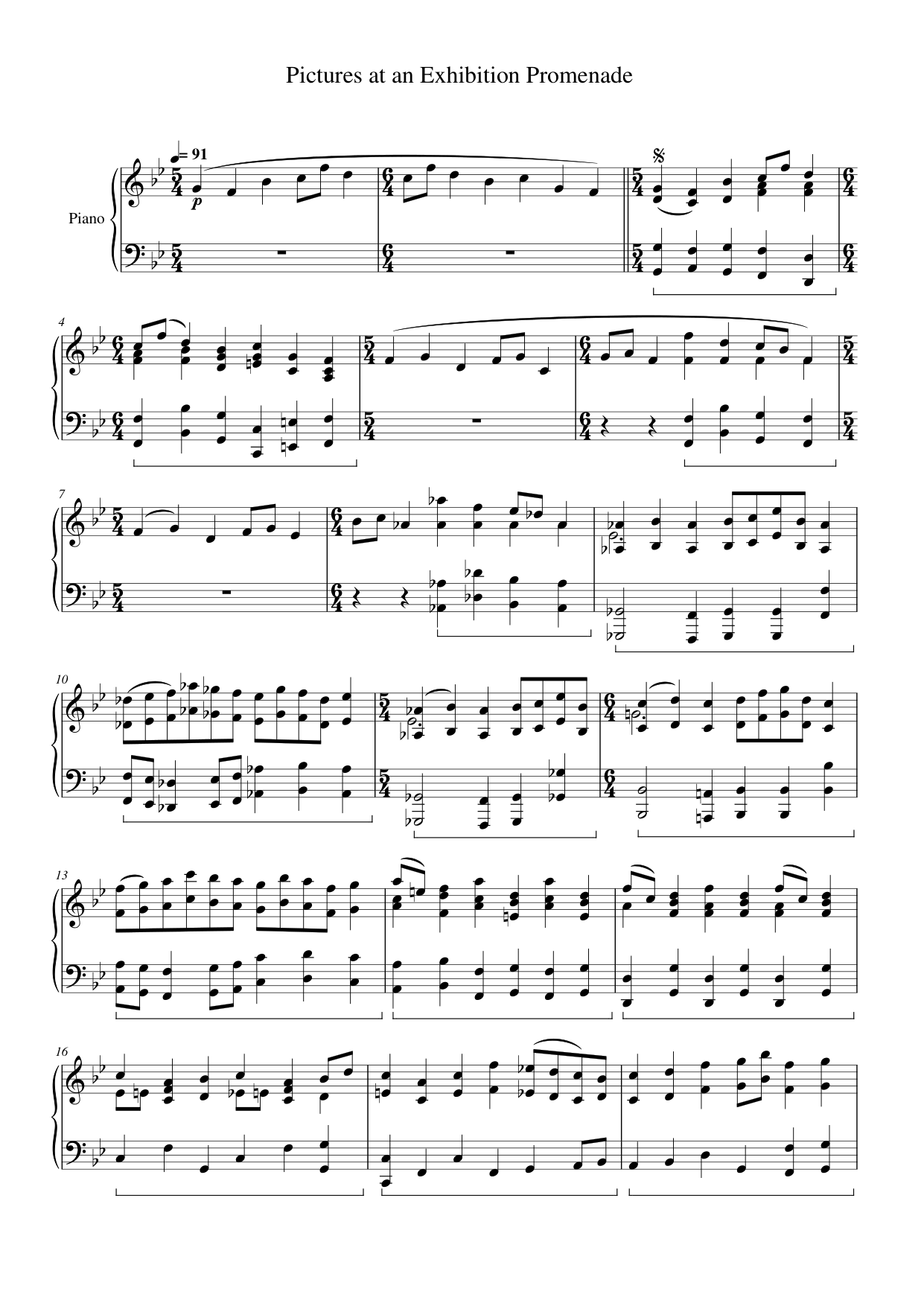 Pictures at an Exhibition Promenade Piano Sheet Music Page 1 Free PDF