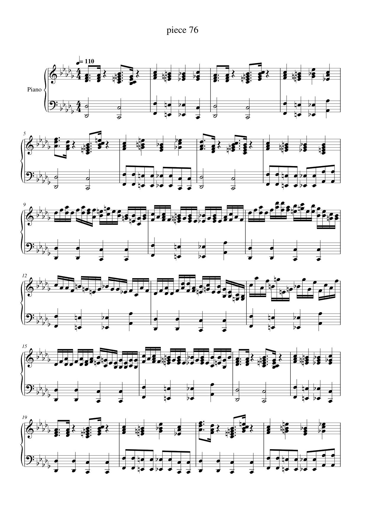 piece 76 Piano Sheet Music Page 1 Free PDF