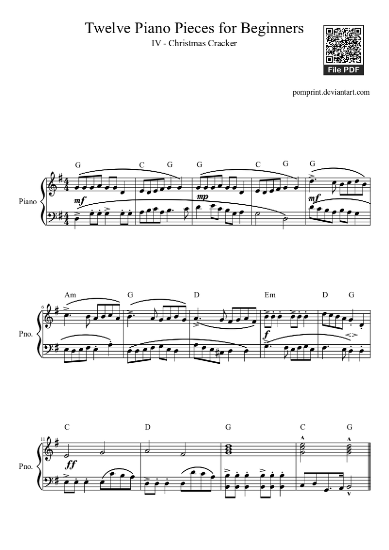 Piece for Piano Piano Sheet Music Page 1 Free PDF