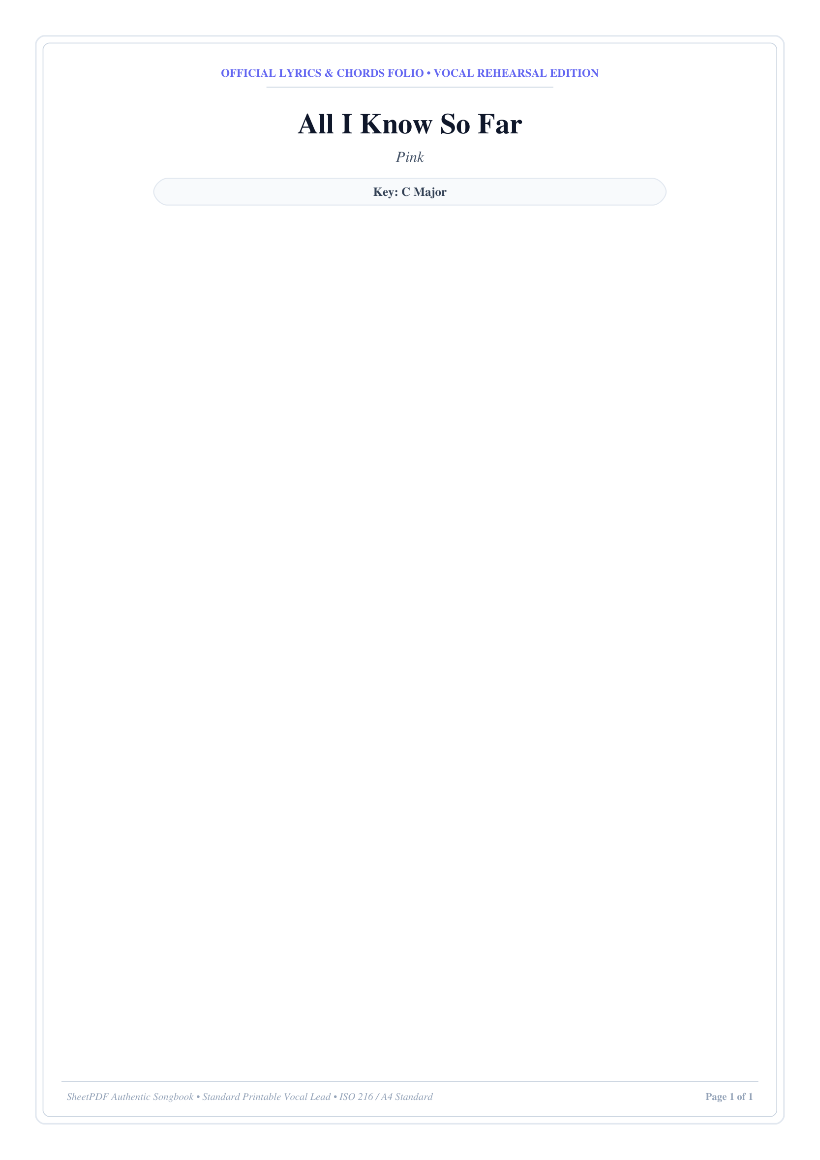 All I Know So Far Piano Sheet Music Page 1 Free PDF