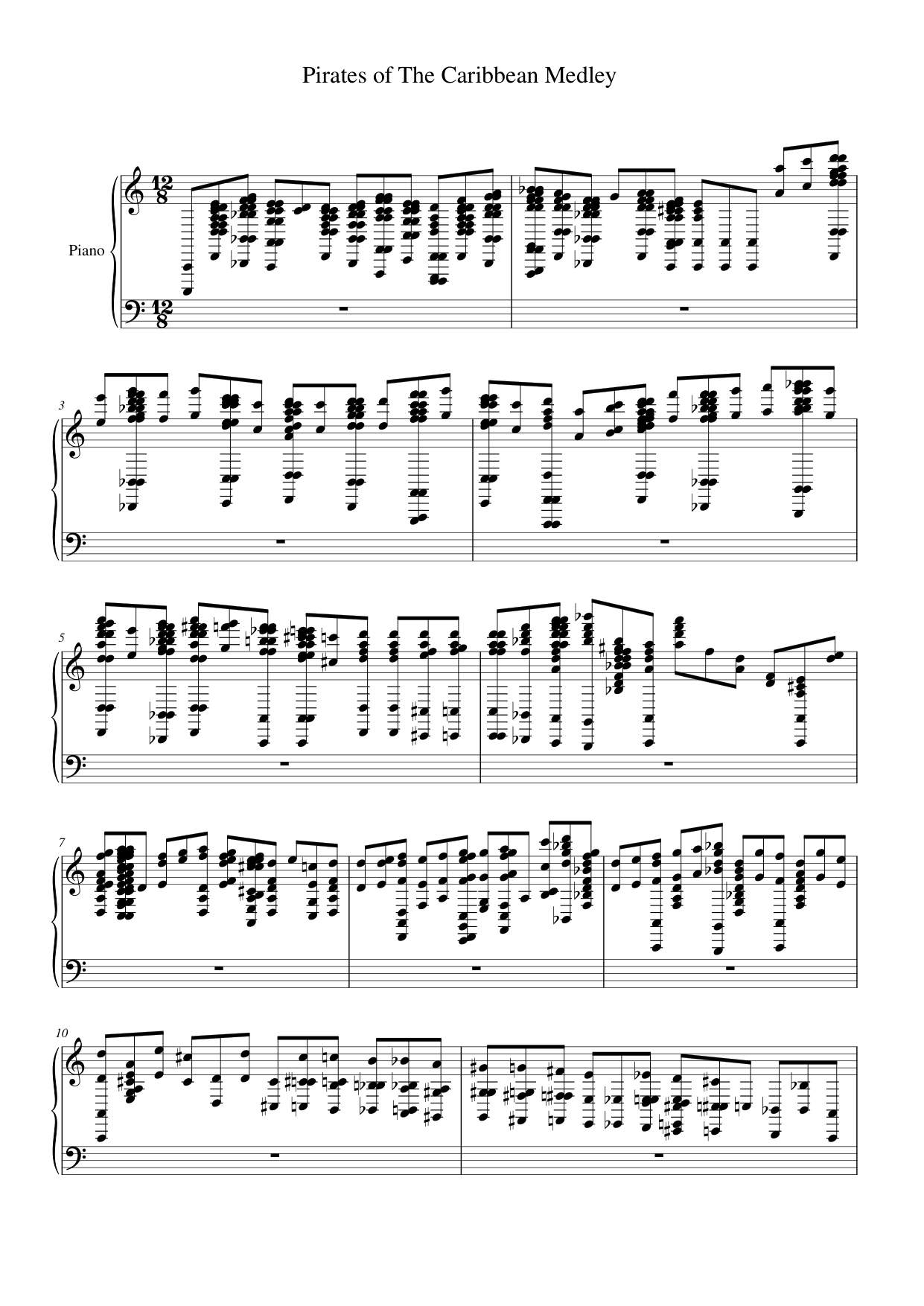 Pirates of The Caribbean Medley Piano Sheet Music Page 1 Free PDF