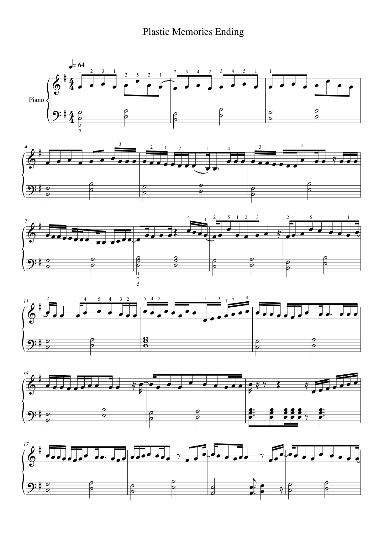 Plastic Memories Ending Lyrics & Chords Folio