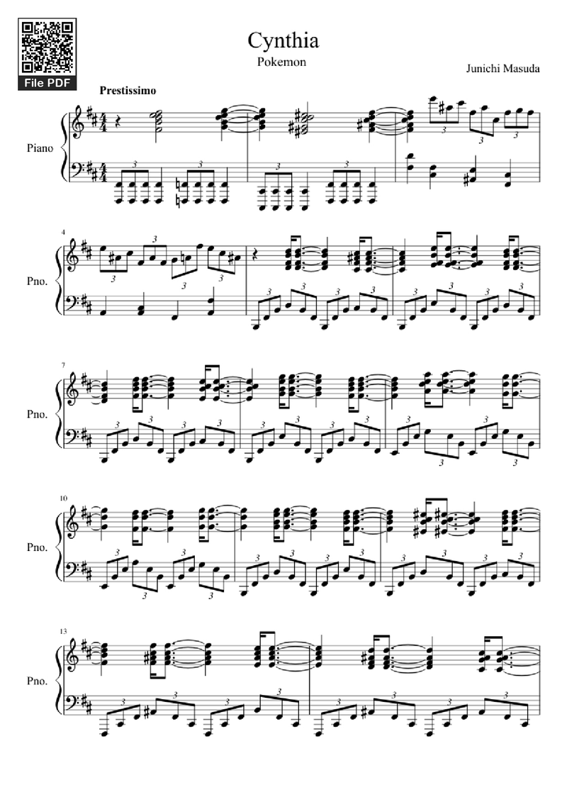 Pokémon Piano Sheet Music Page 1 Free PDF