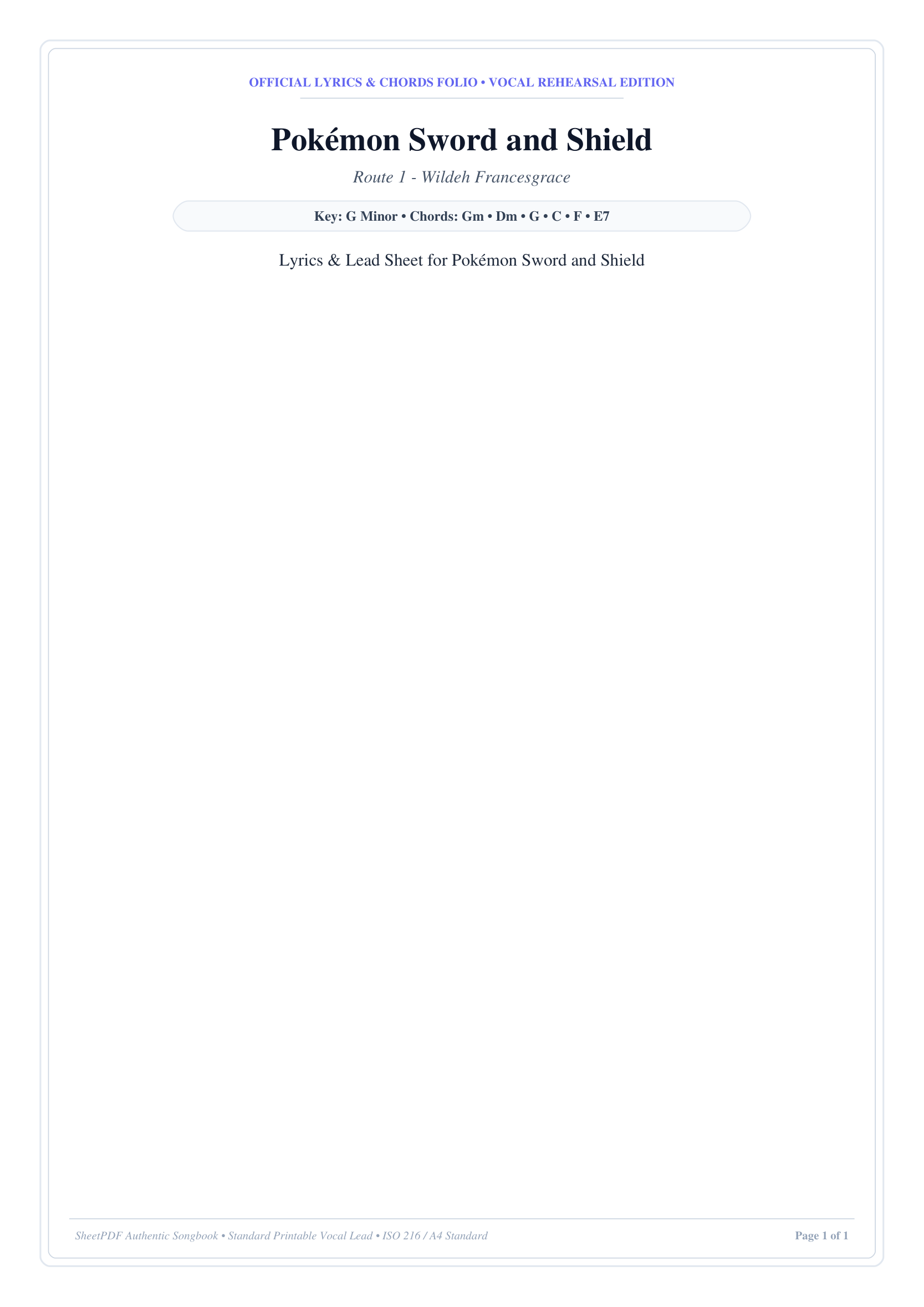 Pokémon Sword and Shield Piano Sheet Music Page 1 Free PDF