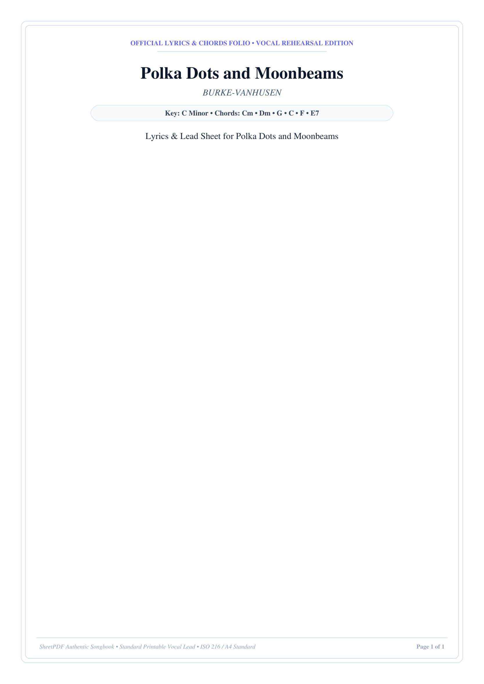 Polka Dots and Moonbeams Piano Sheet Music Page 1 Free PDF