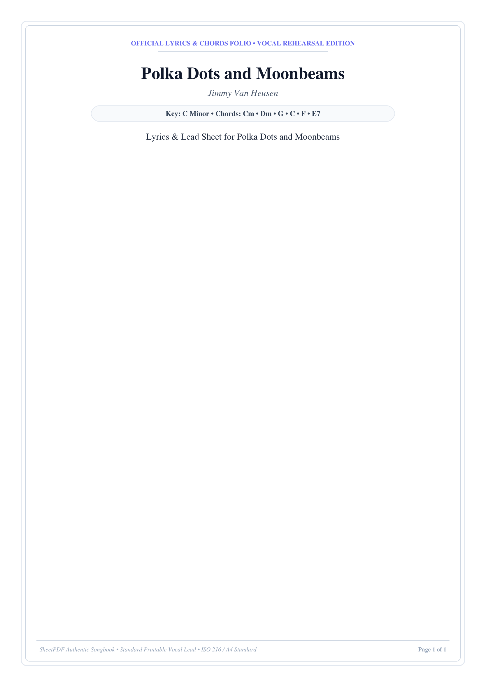 Polka Dots and Moonbeams Piano Sheet Music Page 1 Free PDF