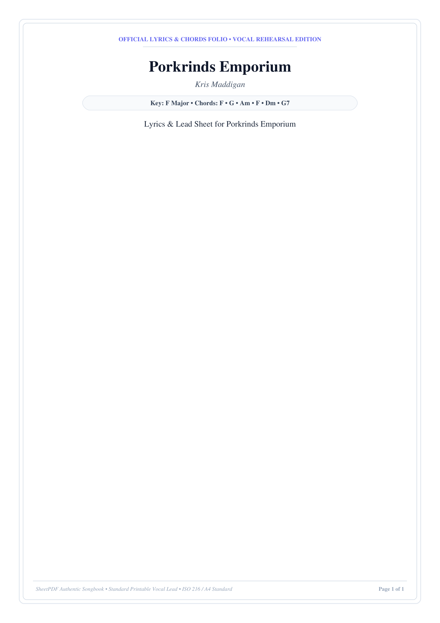 Porkrinds Emporium Piano Sheet Music Page 1 Free PDF