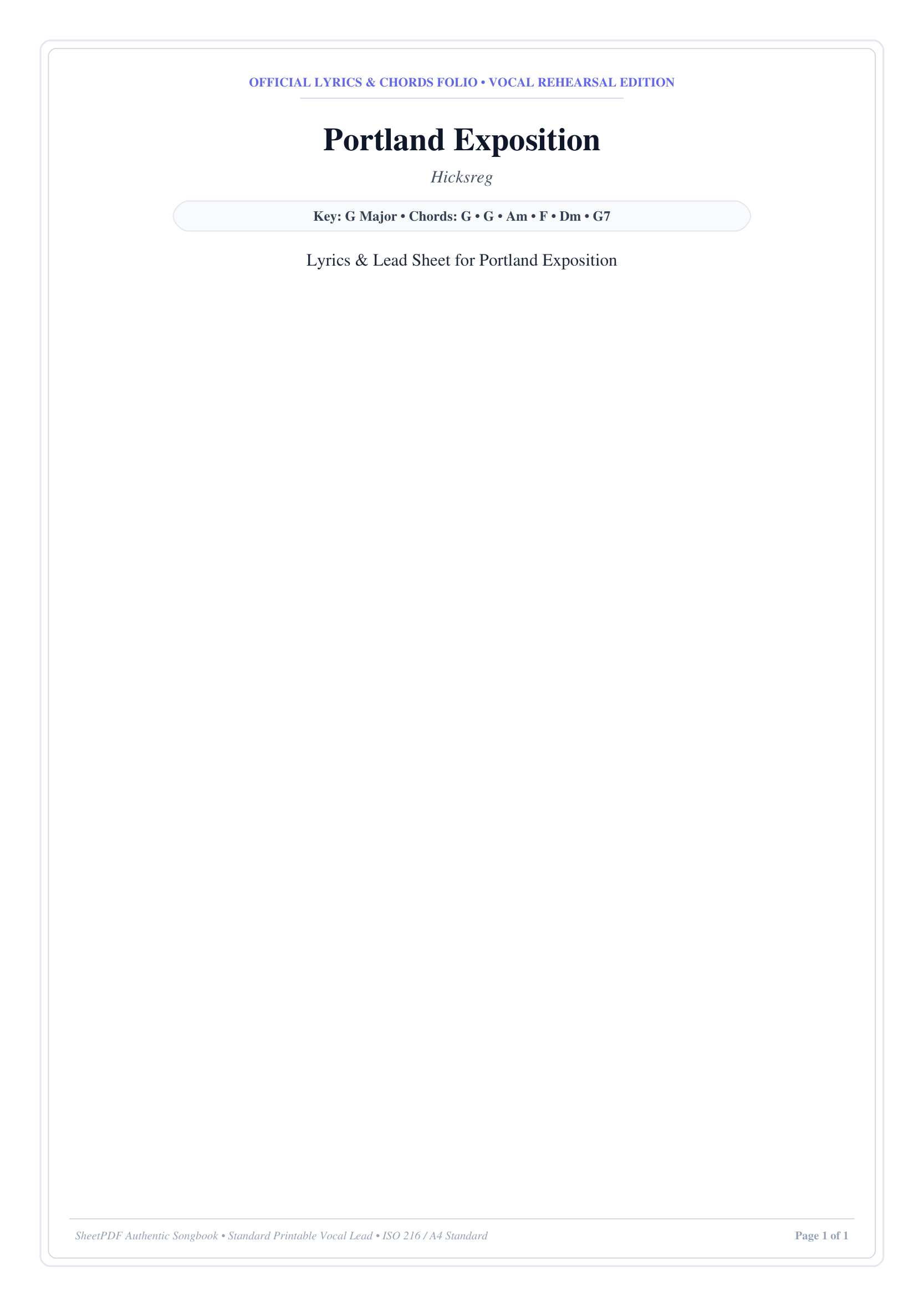 Portland Exposition Piano Sheet Music Page 1 Free PDF
