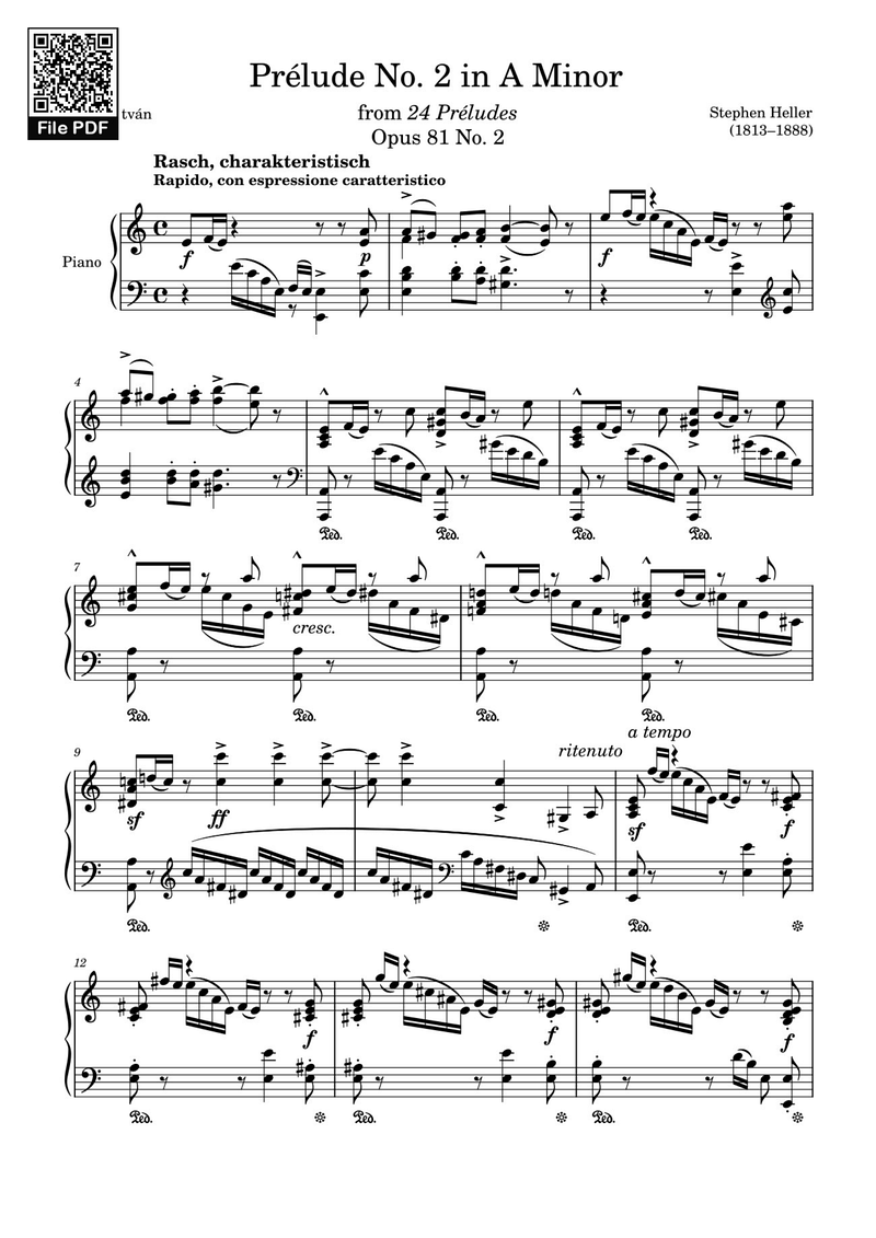 Prélude in E Minor Piano Sheet Music Page 1 Free PDF