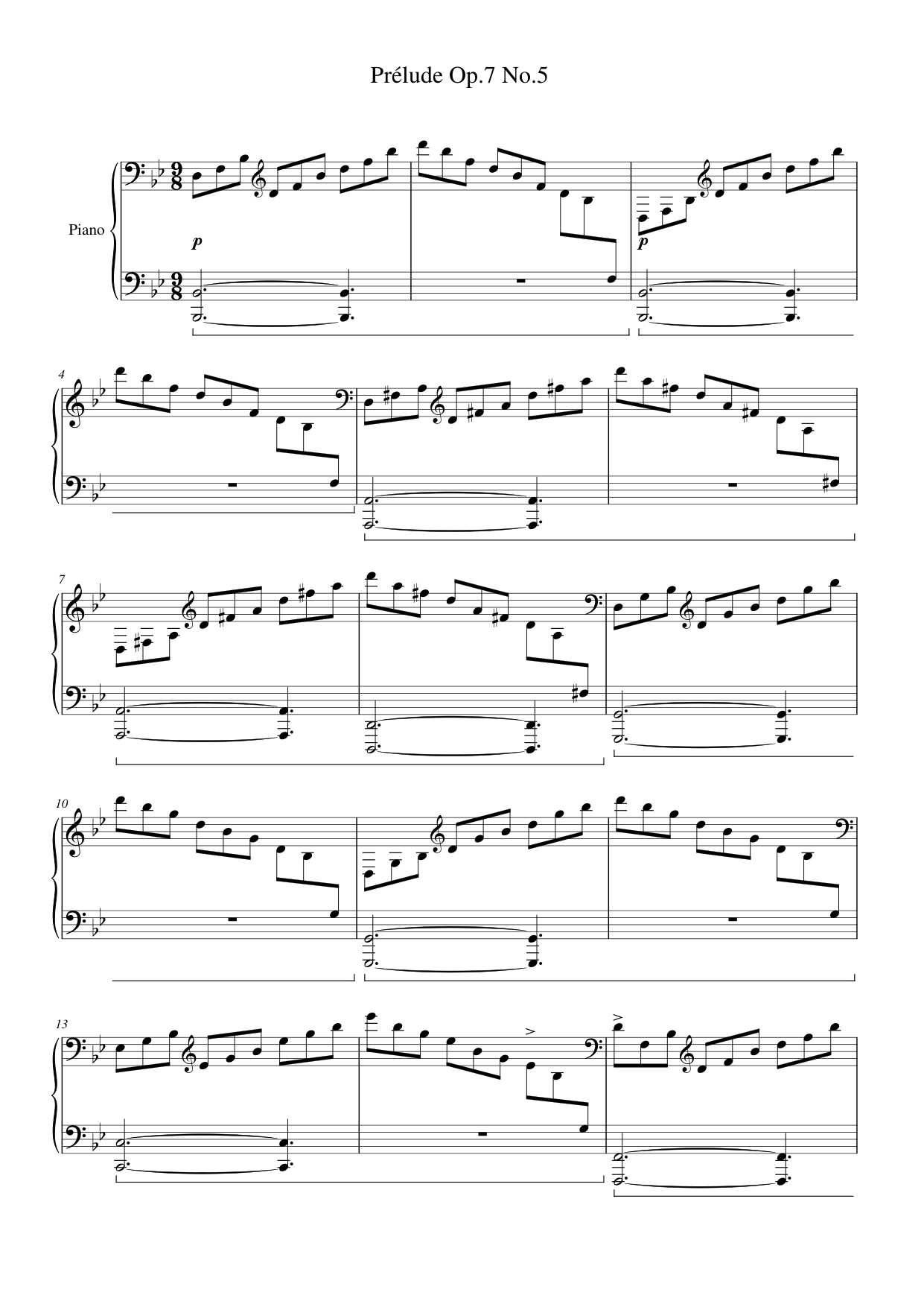 Prélude Op.7 No.5 Piano Sheet Music Page 1 Free PDF