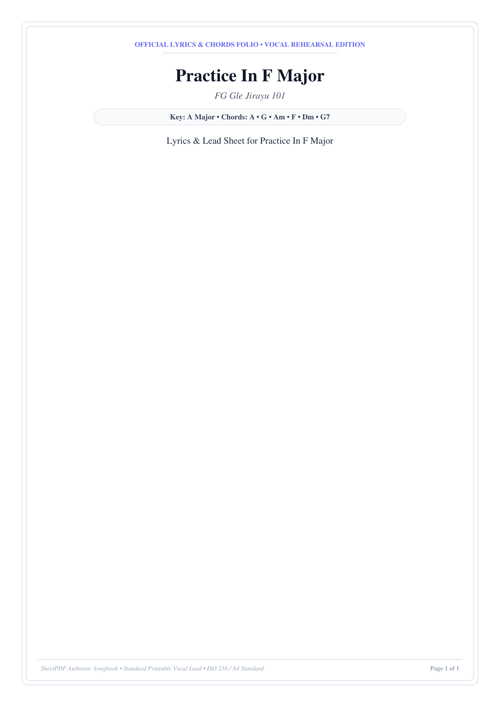 Practice In F Major Piano Sheet Music Page 1 Free PDF