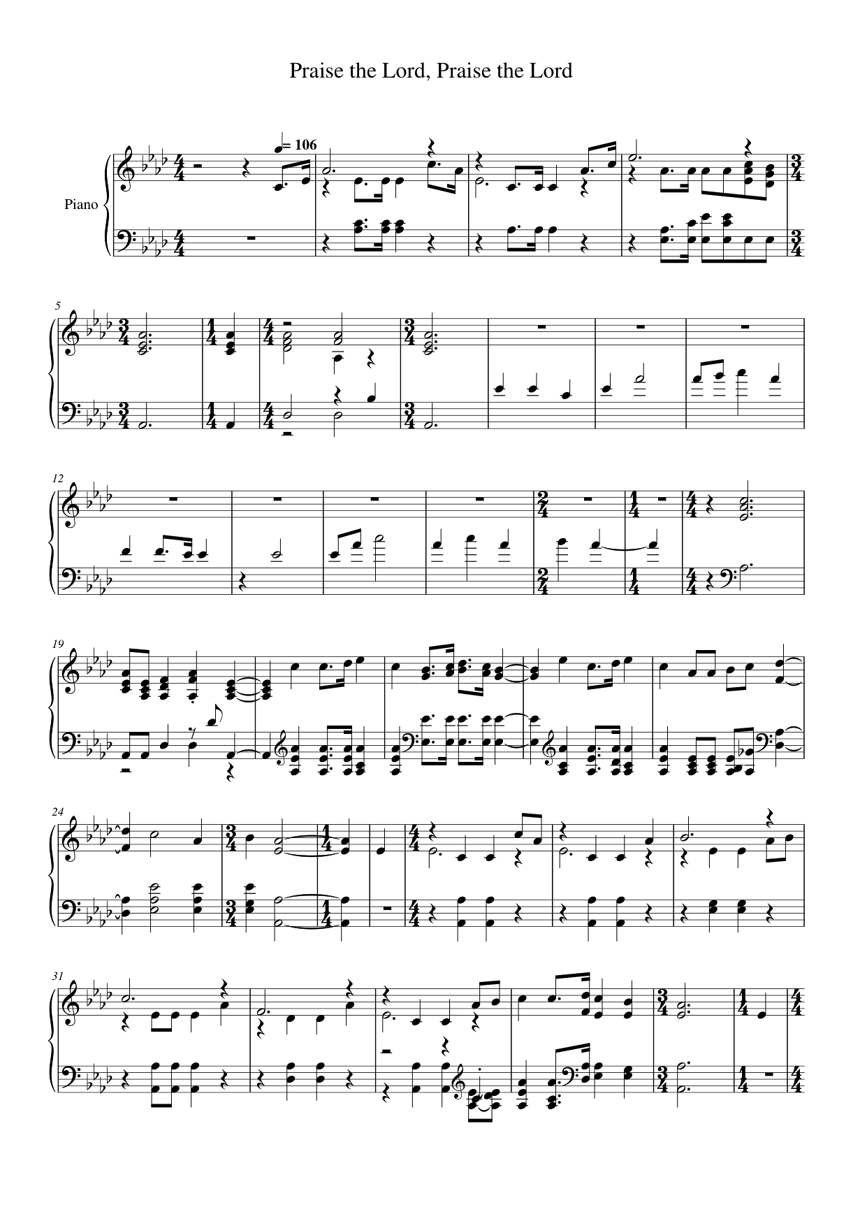 Praise the Lord, Praise the Lord Piano Sheet Music Page 1 Free PDF