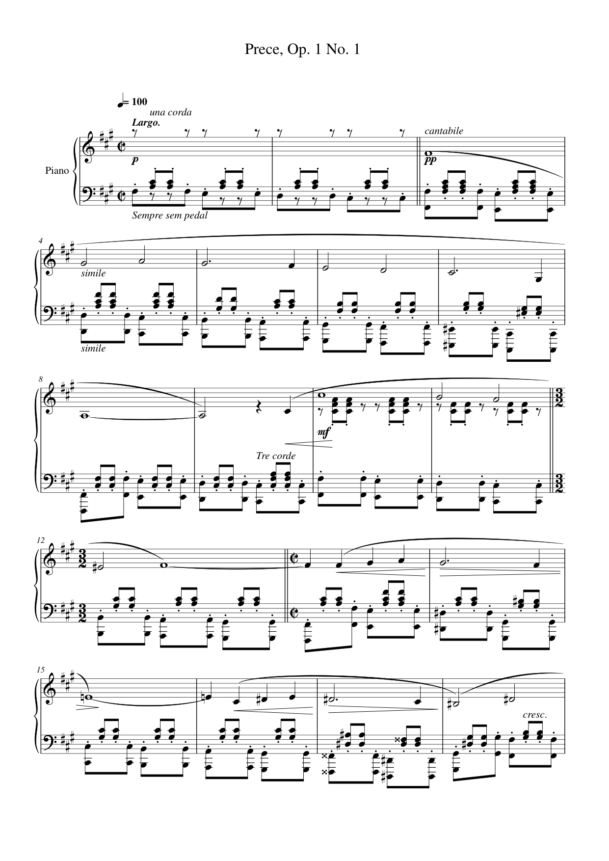Prece, Op. 1 No. 1 Piano Sheet Music Page 1 Free PDF