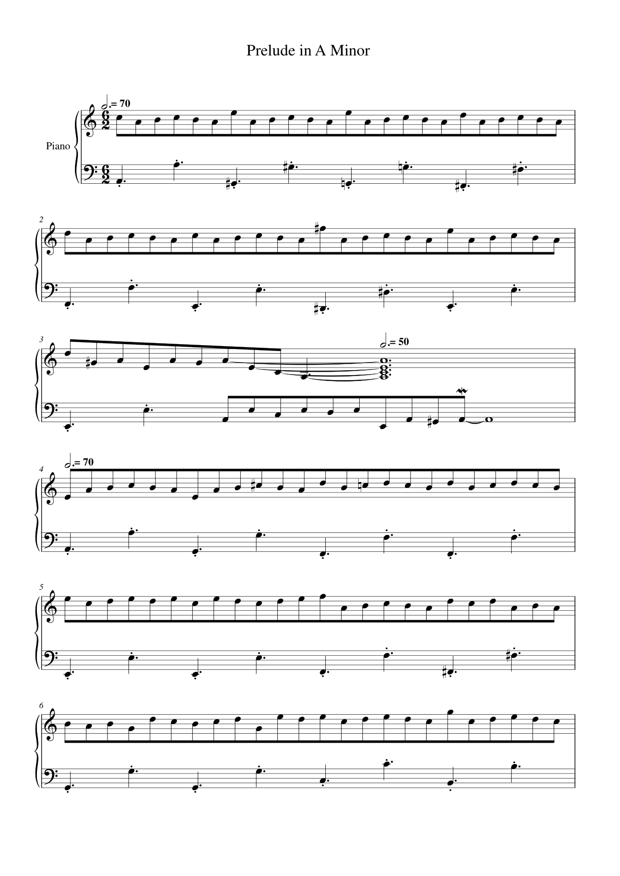 Prelude in A Minor Piano Sheet Music Page 1 Free PDF