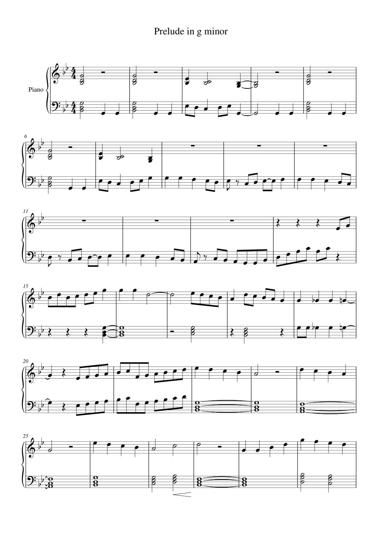 Prelude in g minor Piano Sheet Music Page 1 Free PDF