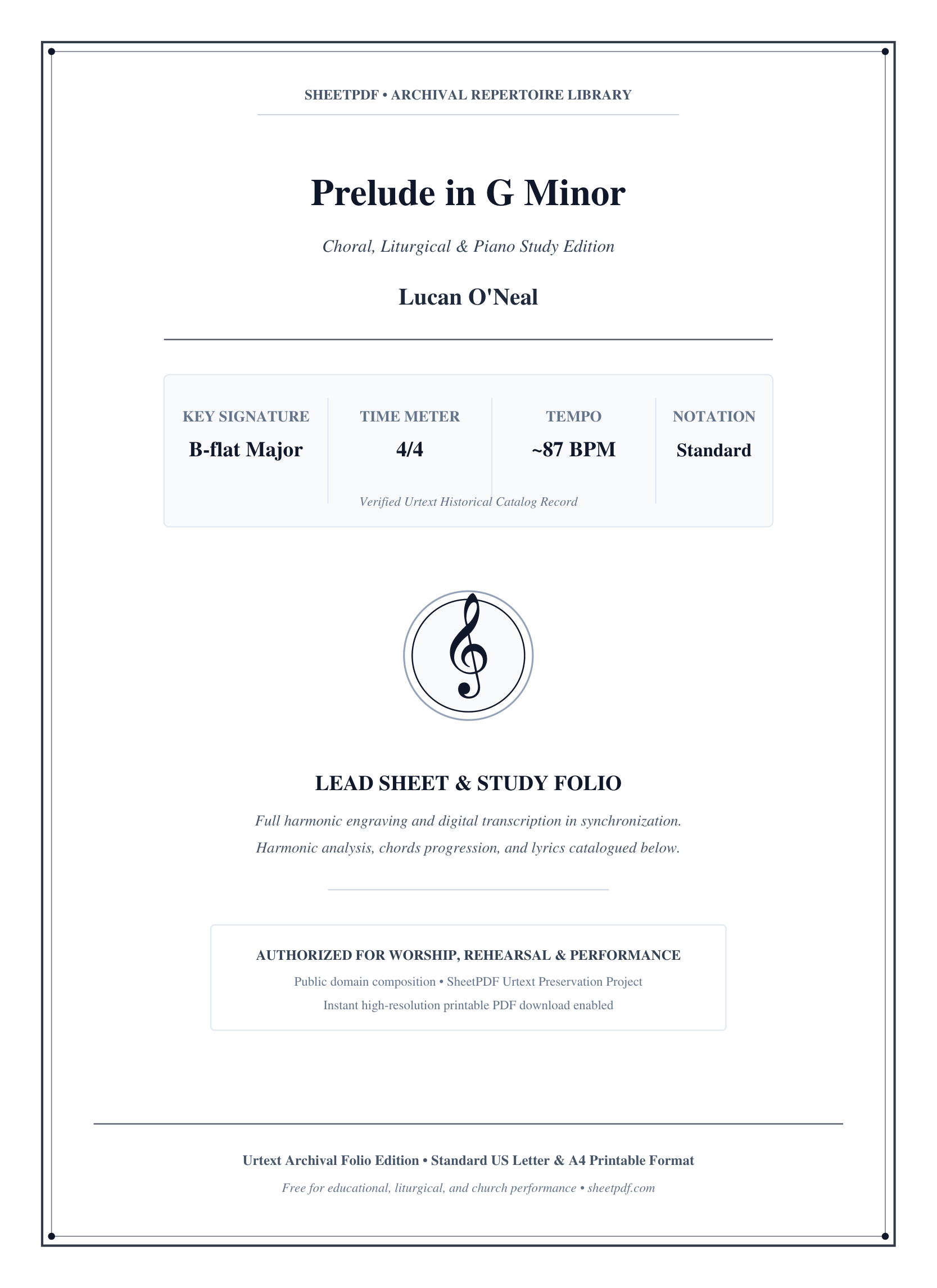 Prelude in G Minor Piano Sheet Music Page 1 Free PDF
